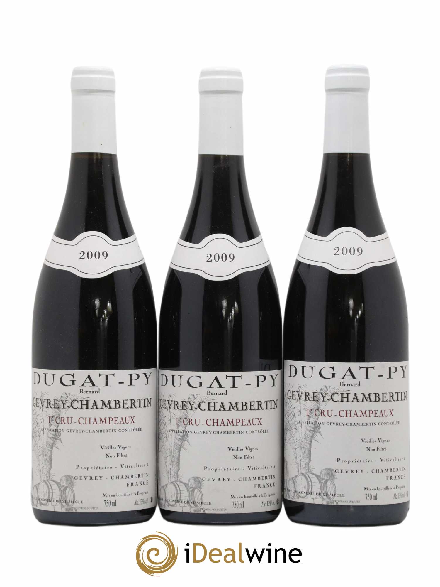Gevrey-Chambertin 1er Cru Champeaux Dugat-Py Vieilles Vignes 2009 - Lot de 3 bouteilles - 0