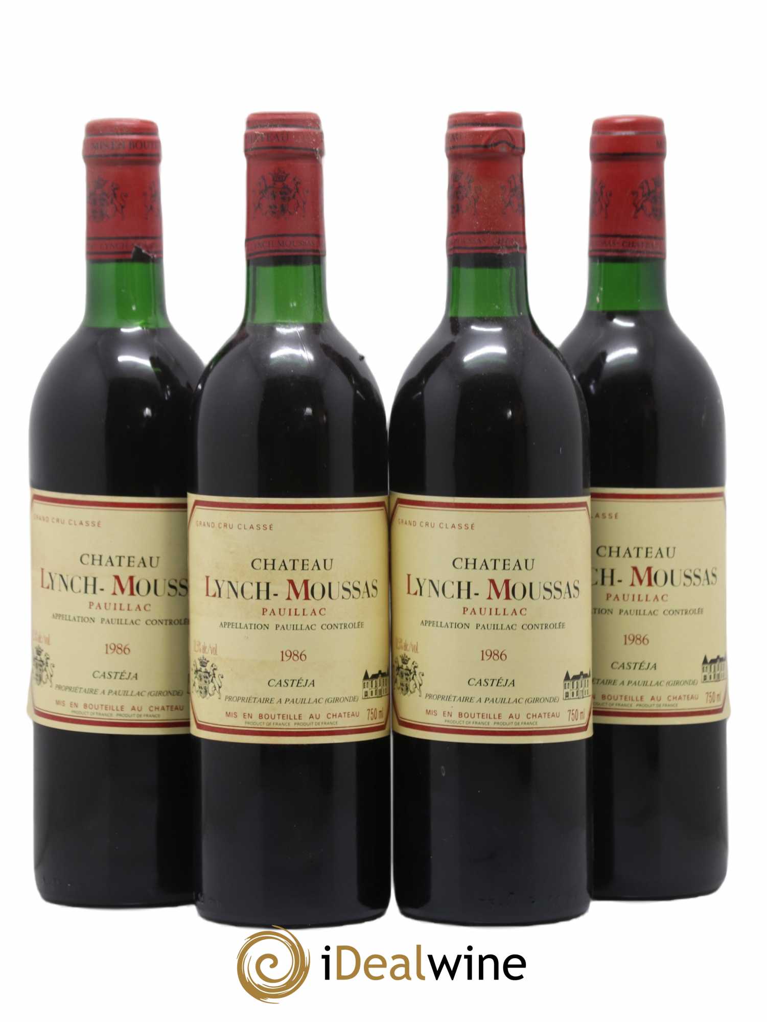 Château Lynch Moussas 5ème Grand Cru Classé 1986 - Lot de 4 bouteilles - 0
