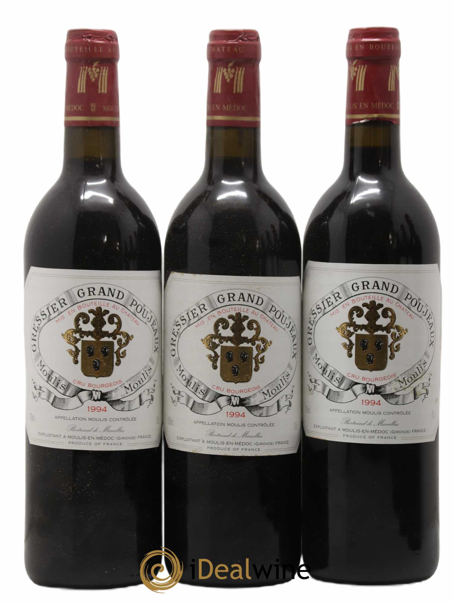 Château Gressier Grand Poujeaux Cru Bourgeois 1994 - Lot de 6 bouteilles - 1