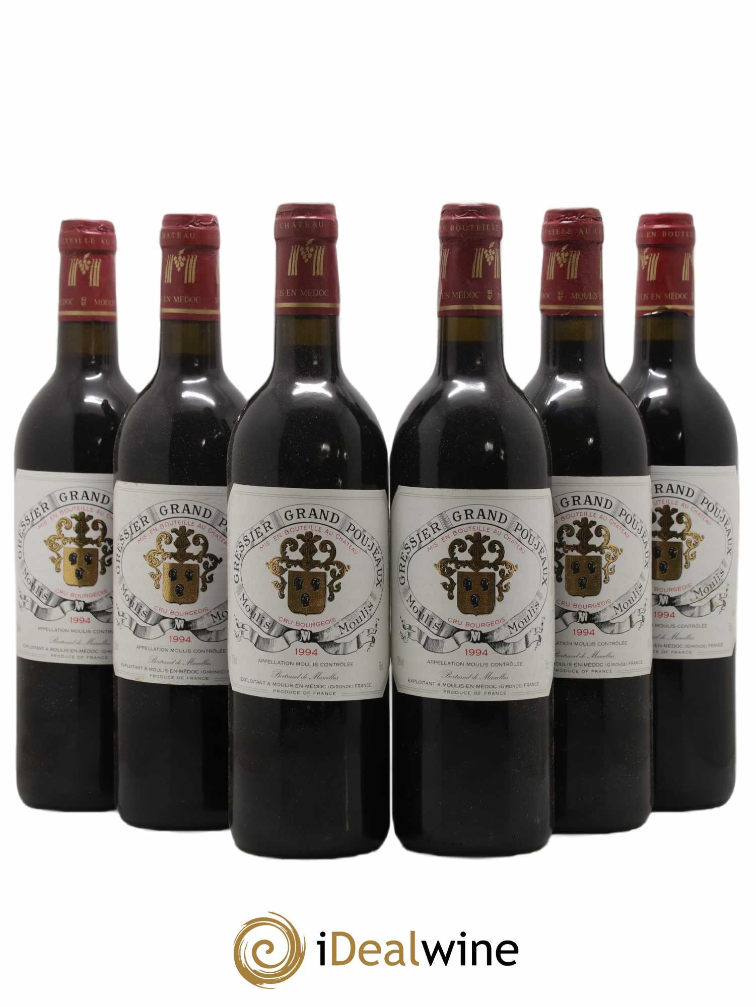 Château Gressier Grand Poujeaux Cru Bourgeois 1994 - Lot de 6 bouteilles - 0