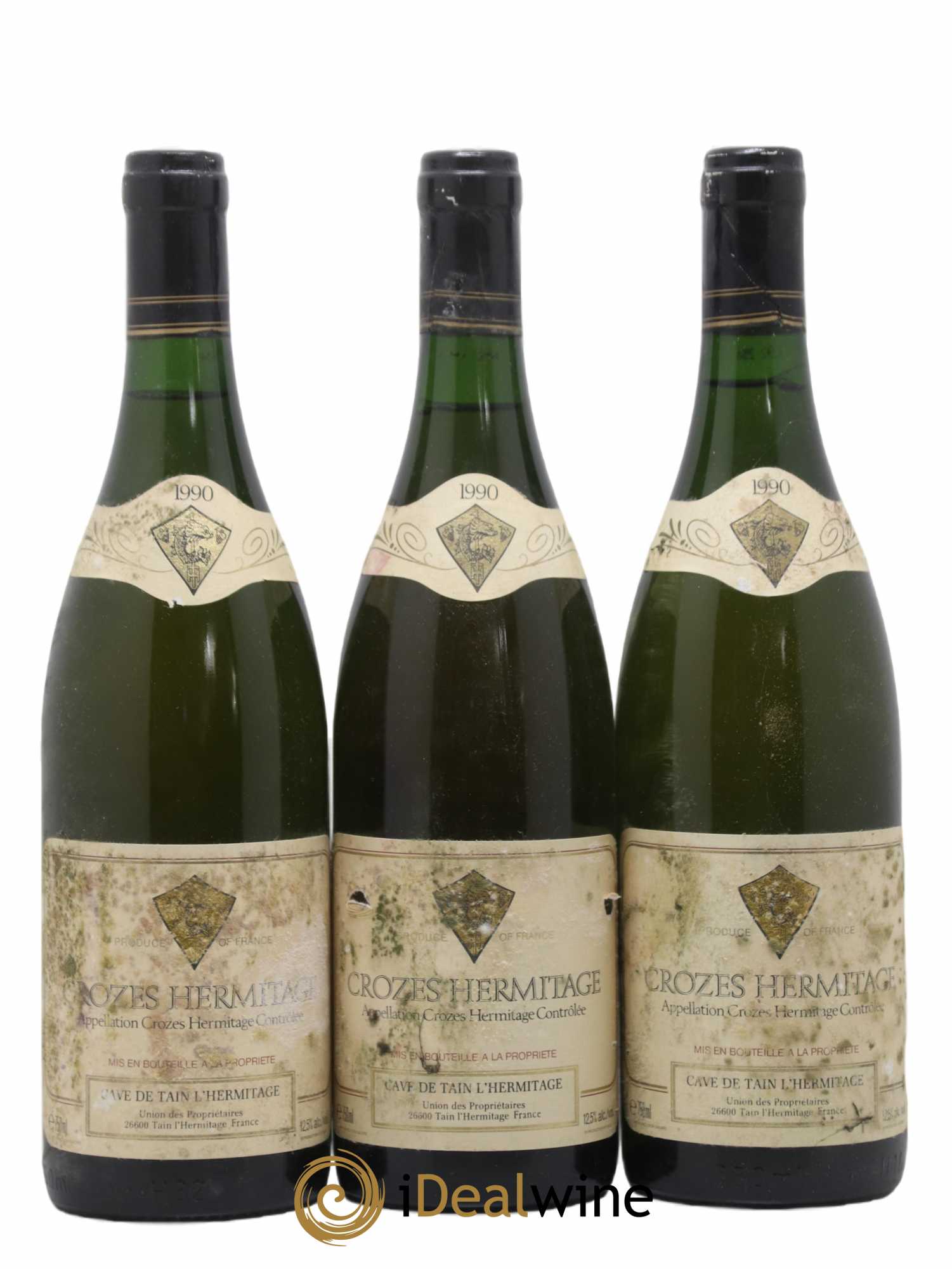 Crozes-Hermitage Cave De Tain L'Hermitage 1990 - Lot de 3 bouteilles - 0