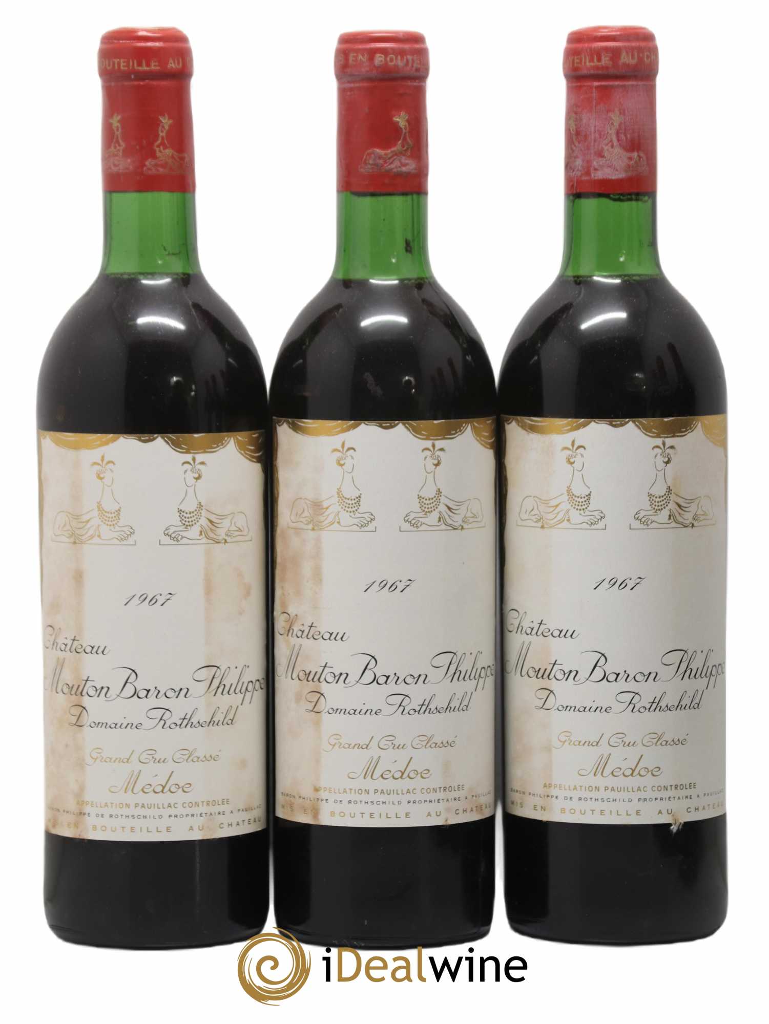 Château d' Armailhac - Mouton Baron(ne) Philippe 5ème Grand Cru Classé 1967 - Lot de 6 bouteilles - 1