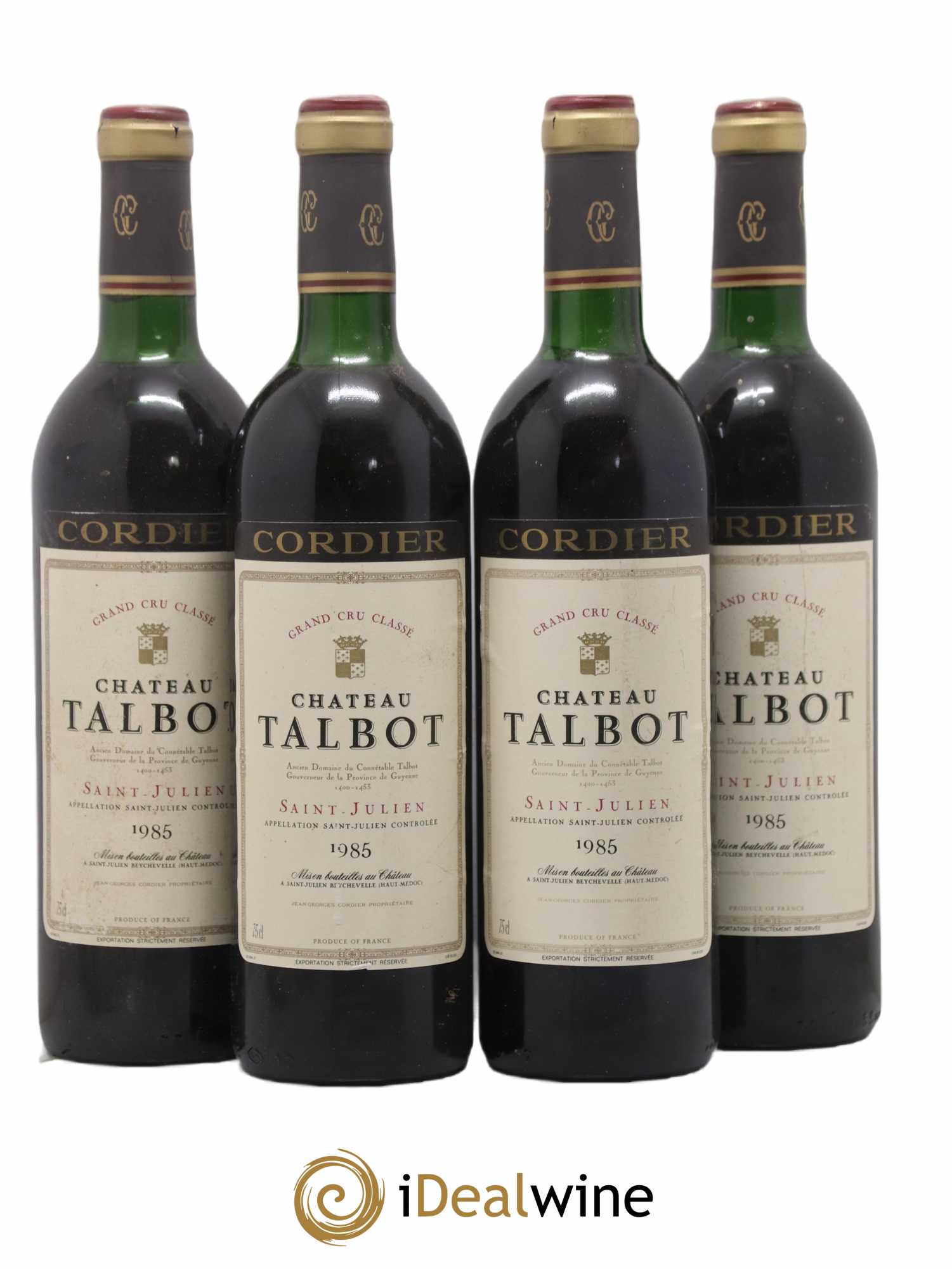 Château Talbot 4ème Grand Cru Classé 1985 - Lot de 4 bouteilles - 0
