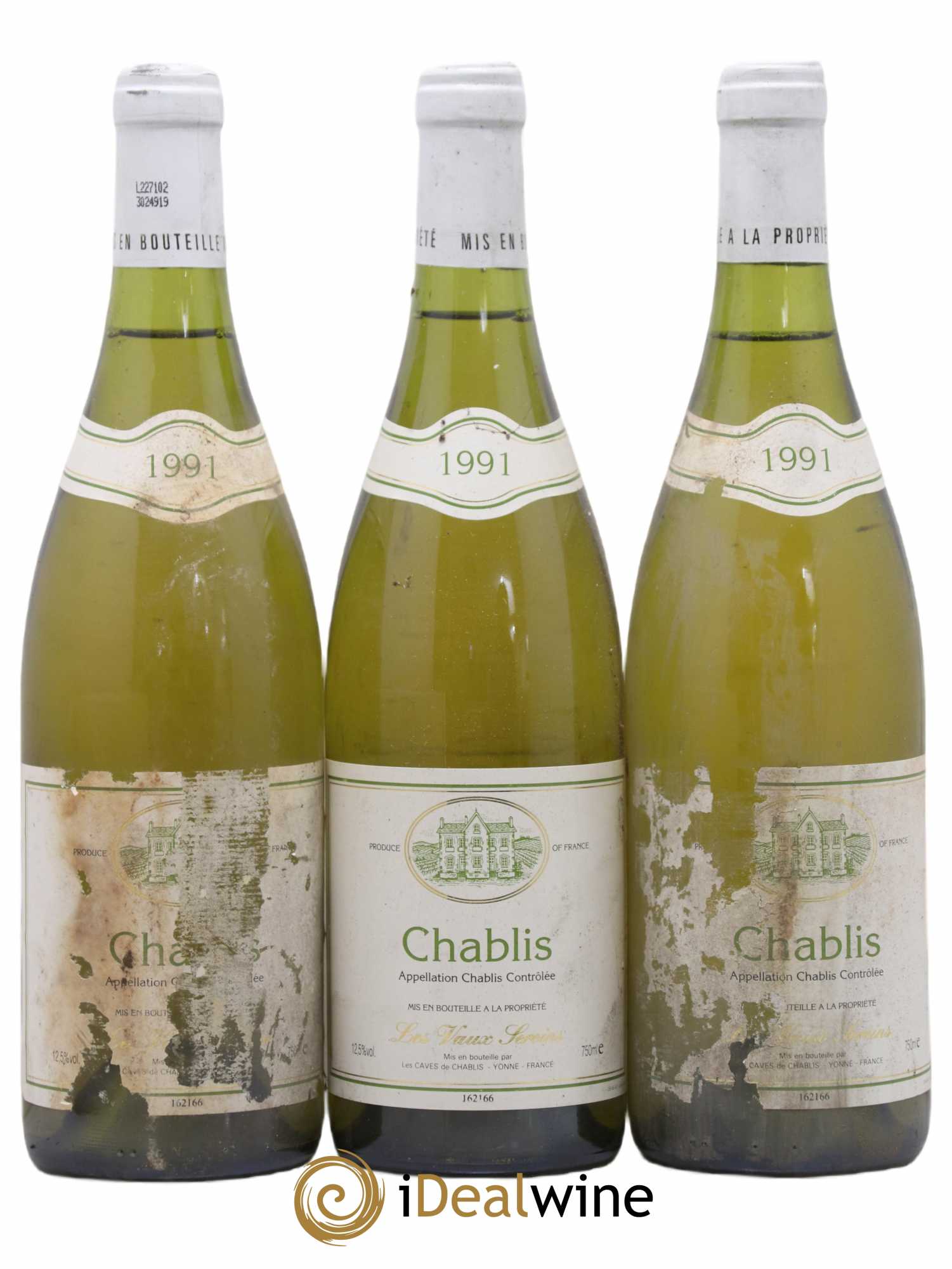 Chablis Les Vaux Sereins Les Caves De Chablis 1991 - Posten von 3 Flaschen - 0