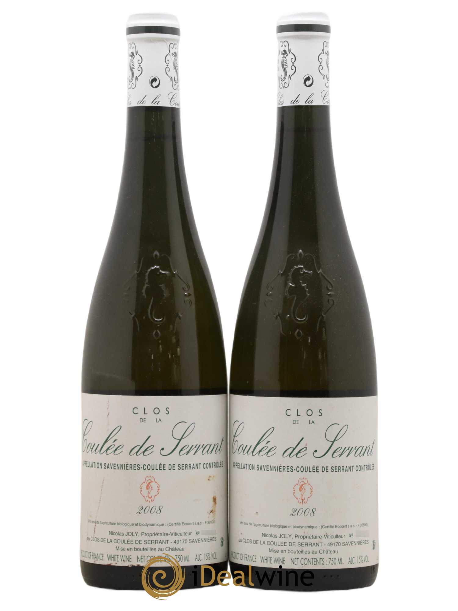 Savennières Clos de la Coulée de Serrant Vignobles de la Coulée de Serrant - Nicolas Joly 2008 - Lot de 2 bouteilles - 0