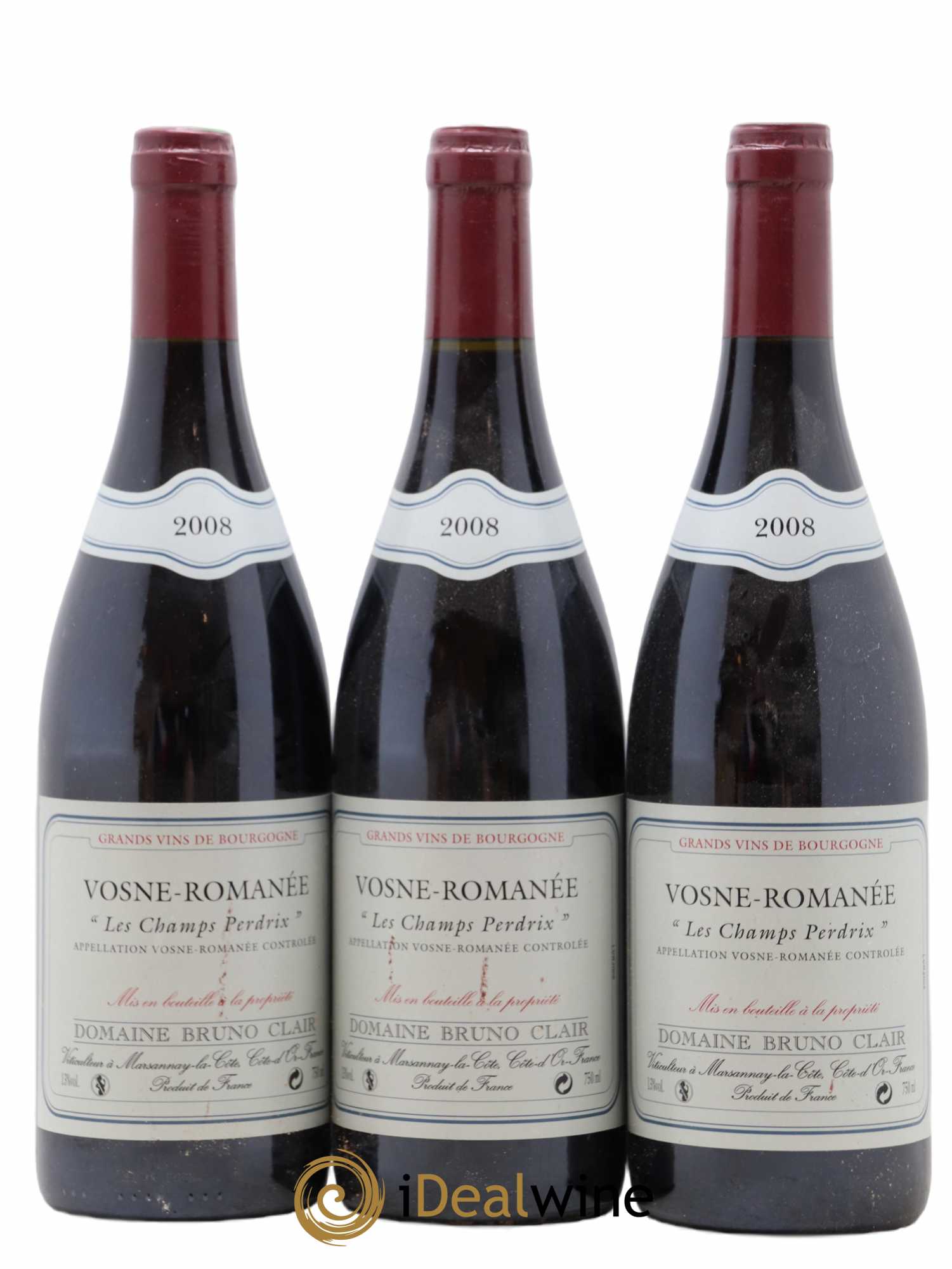 Vosne-Romanée Les Champs Perdrix Bruno Clair (Domaine) 2008 - Lot de 3 bouteilles - 0