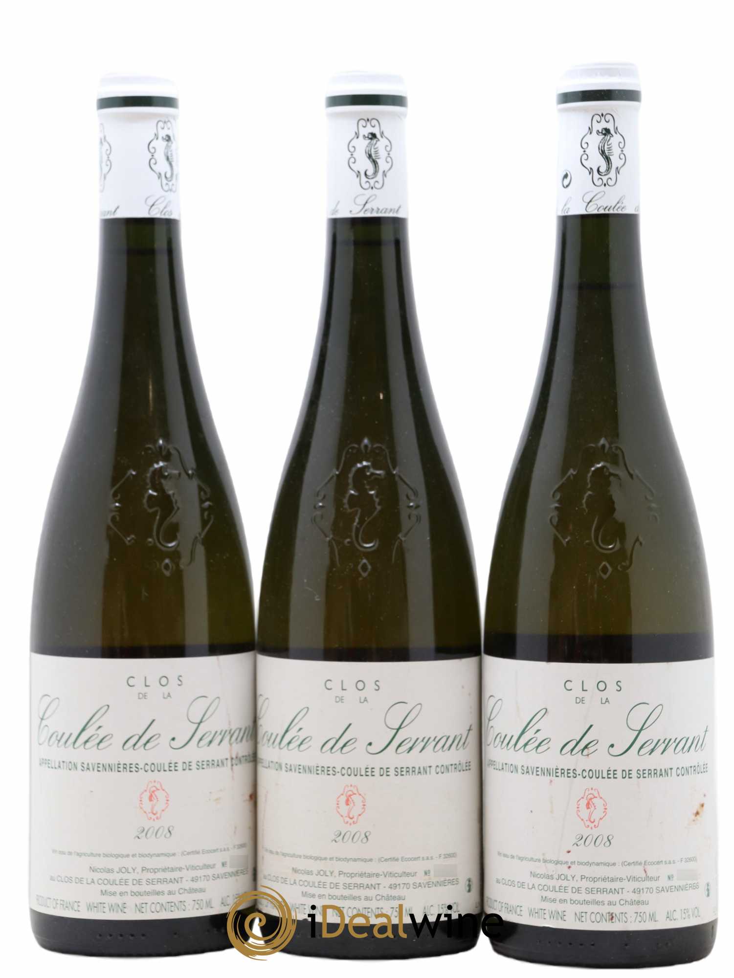 Savennières Clos de la Coulée de Serrant Vignobles de la Coulée de Serrant - Nicolas Joly 2008 - Lot de 3 bouteilles - 0