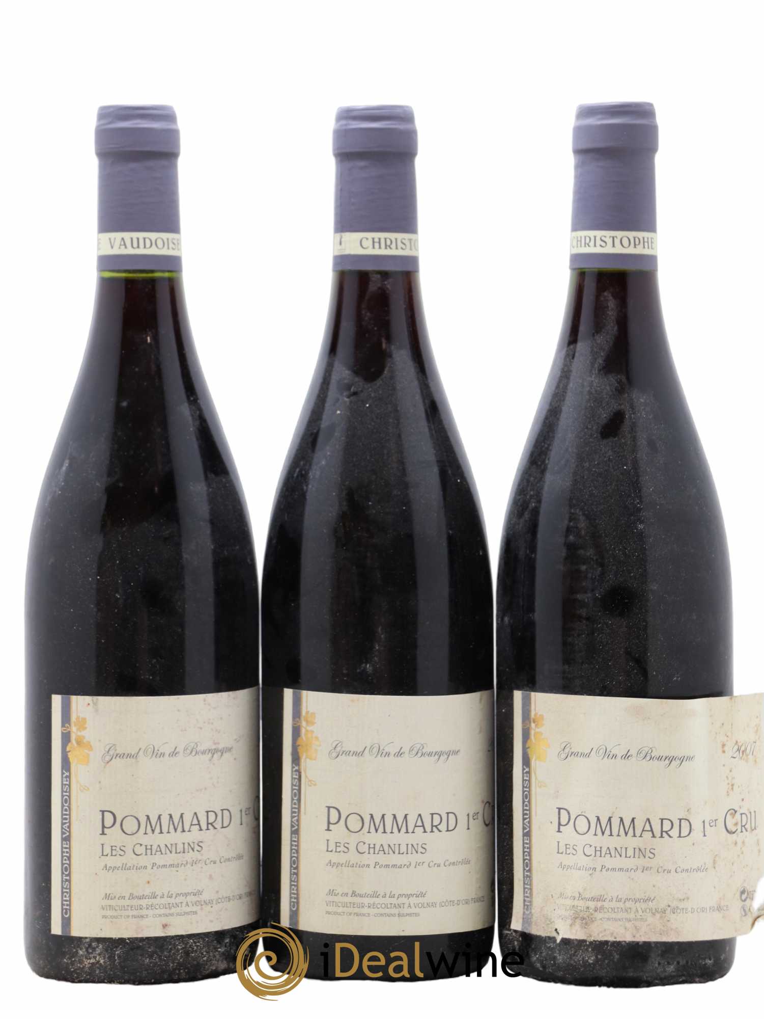 Pommard 1er Cru Les Chanlins Christophe Vaudoisey 2007 - Lot de 3 bouteilles - 1