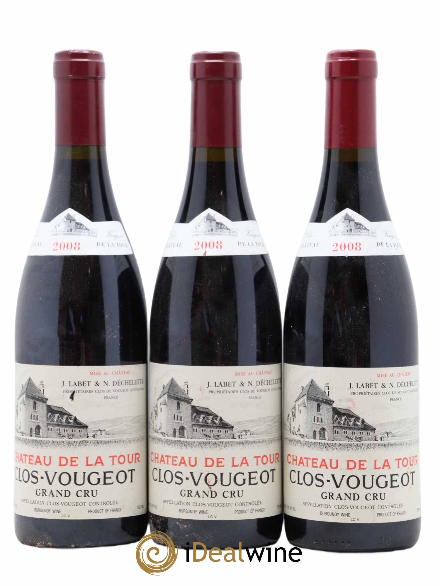 Clos de Vougeot Grand Cru Château de La Tour 2008 - Lot de 3 bouteilles - 0