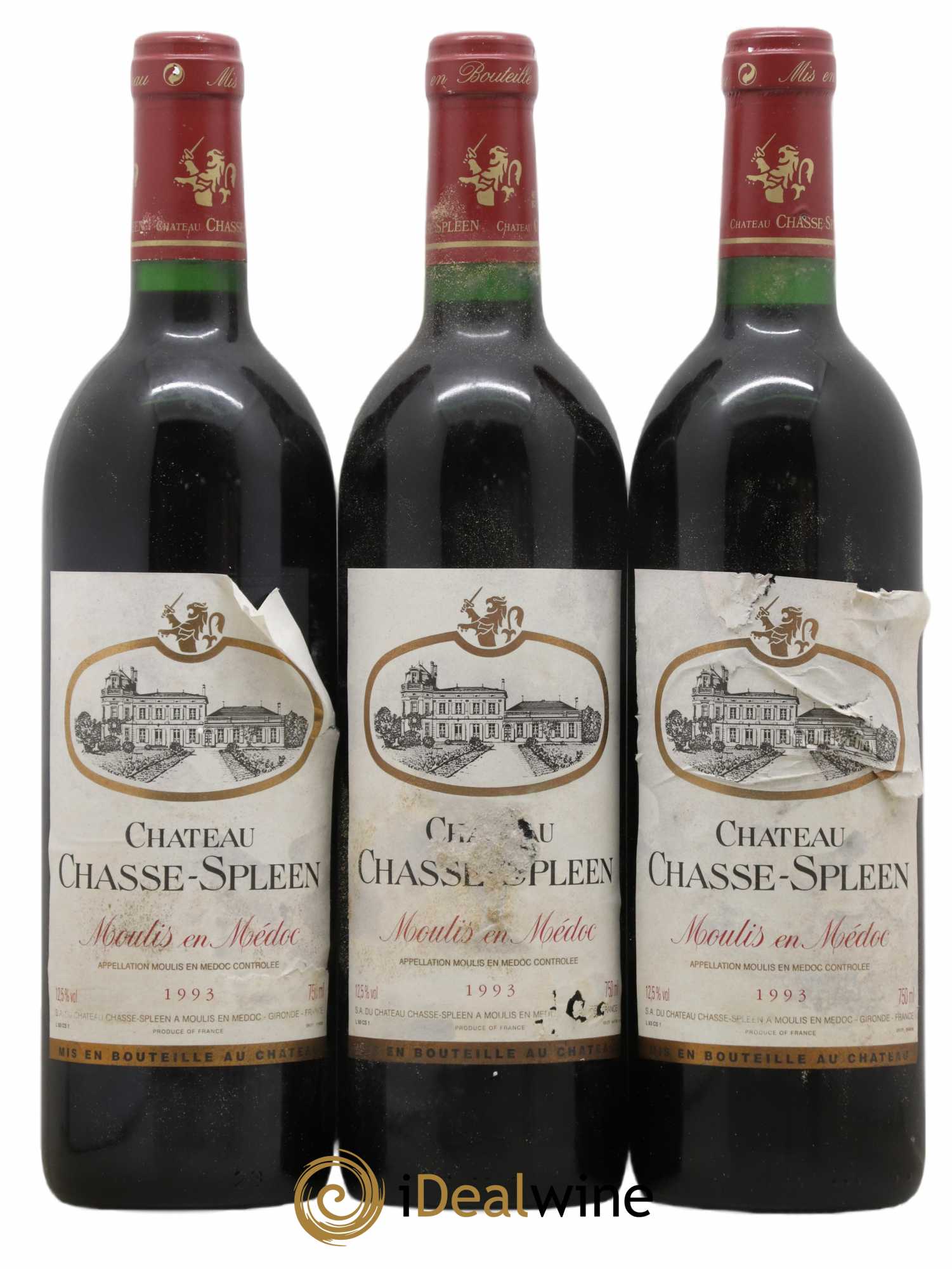Château Chasse Spleen 1993 - Lot de 3 bouteilles - 0
