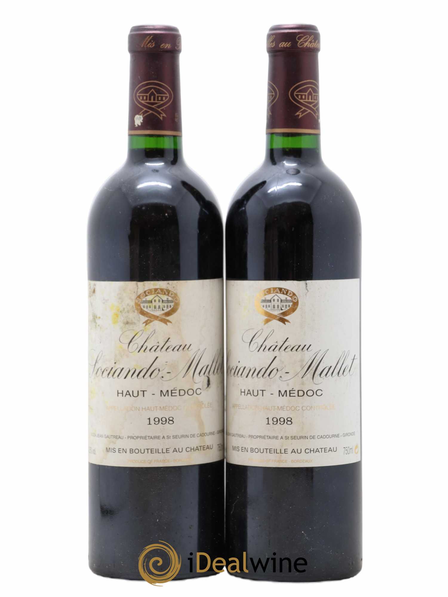 Château Sociando Mallet 1998 - Lot de 2 bouteilles - 0