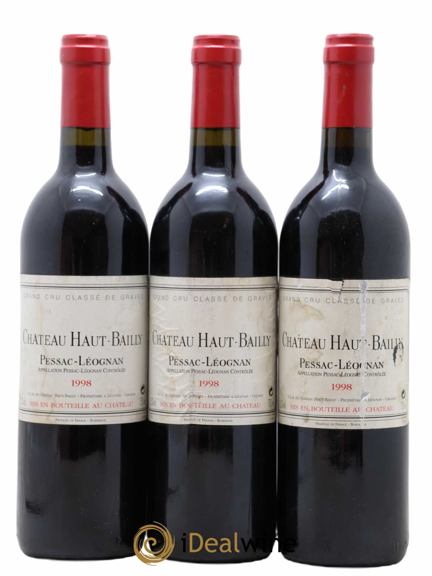Château Haut-Bailly Cru Classé de Graves 1998 - Lot de 3 bouteilles - 0