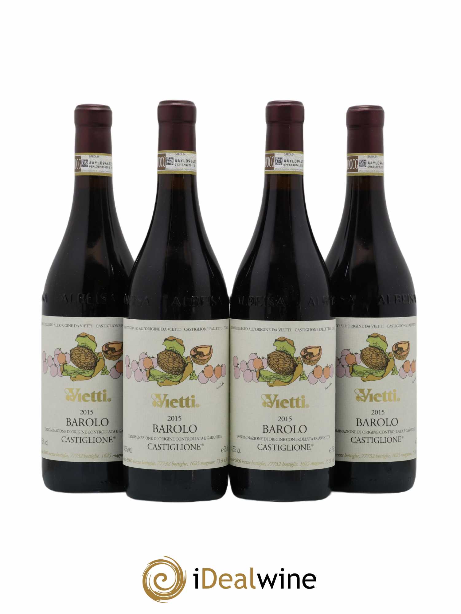 Barolo DOCG Castiglione Vietti 2015 - Lot de 4 bouteilles - 0