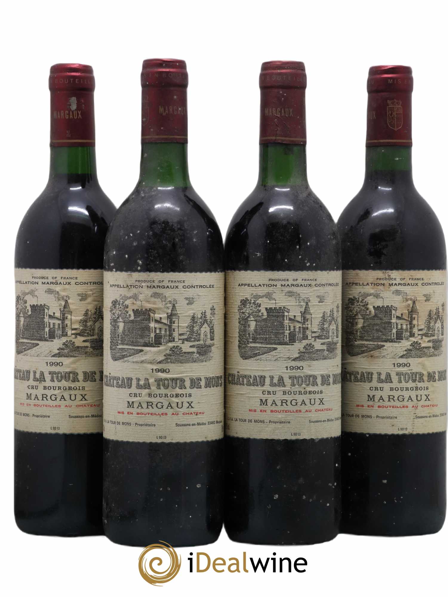 Château la Tour de Mons Cru Bourgeois 1990 - Lot de 4 bouteilles - 0