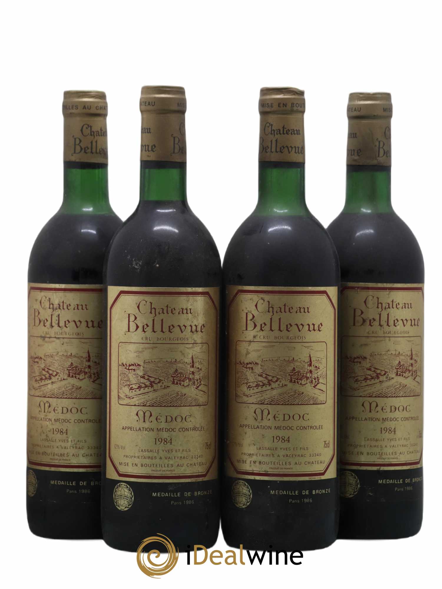 Château Bellevue Cru Bourgeois 1984 - Lot de 4 bouteilles - 0