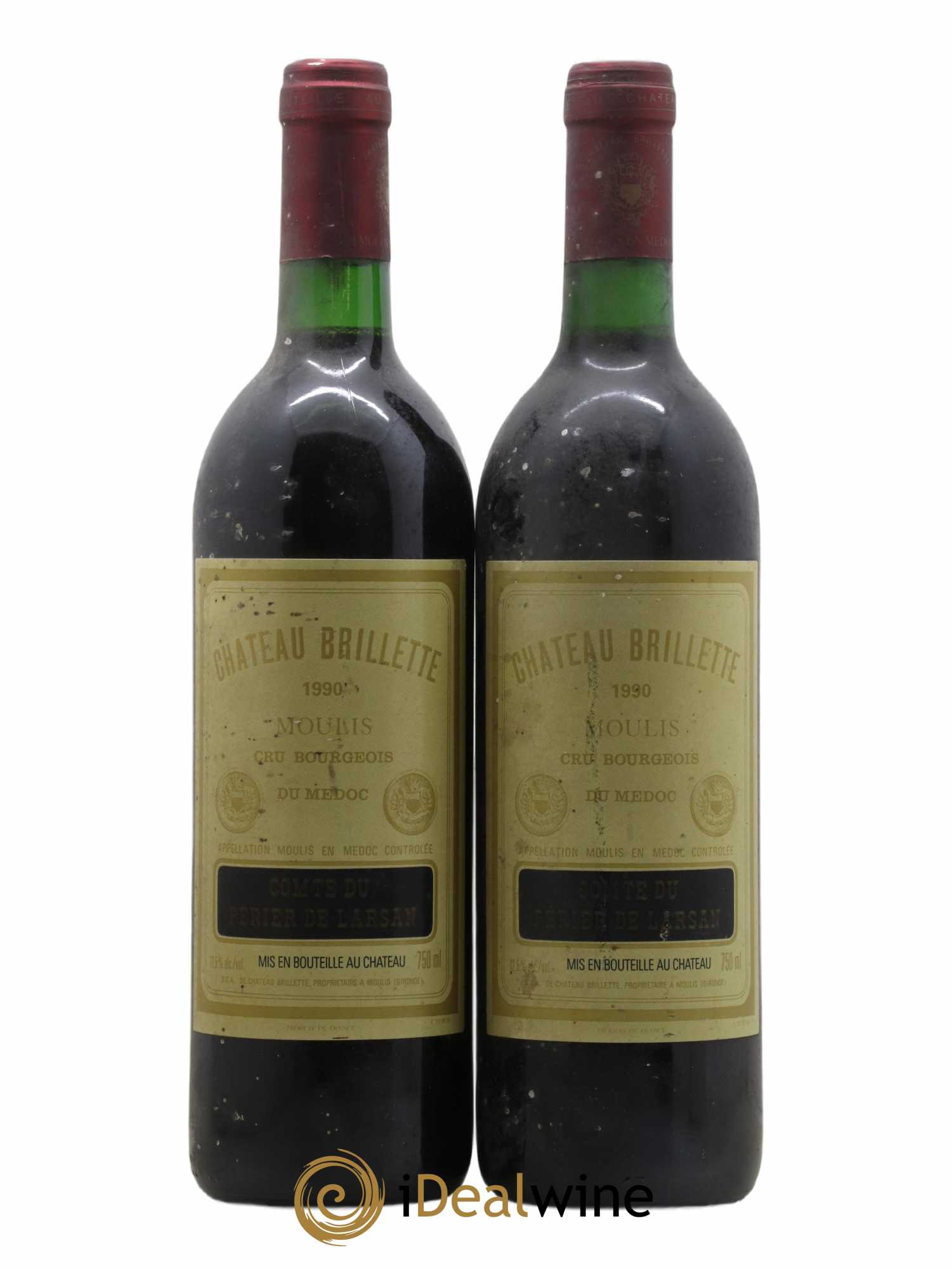 Château Brillette Cru Bourgeois 1990 - Lot de 2 bouteilles - 0
