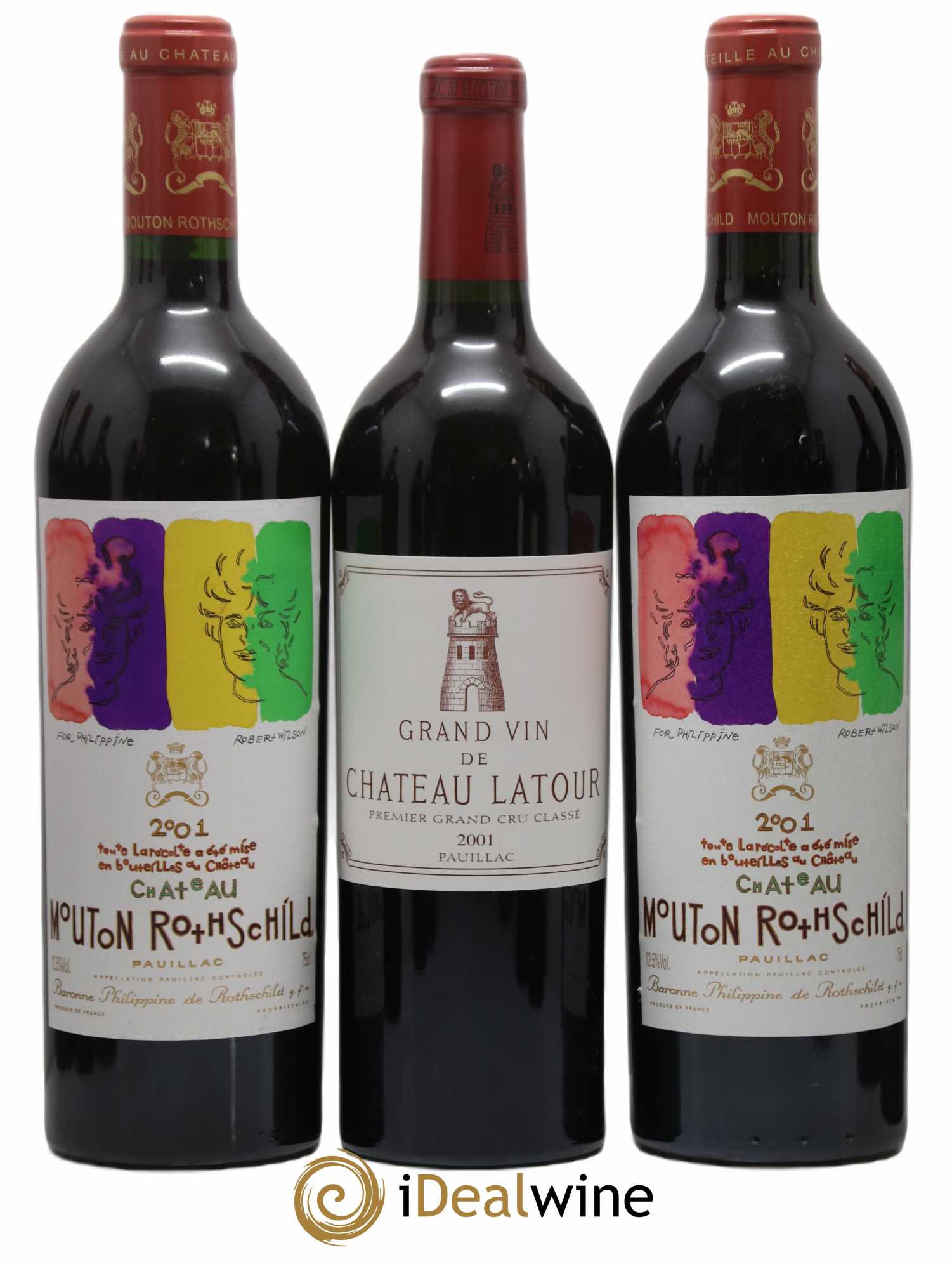 Caisse Primeurs 2 Lafite - 2 Mouton - 2 Latour - 2 Margaux - 2 Haut Brion - 2 Petrus 2001 - Posten von 12 Flaschen - 1