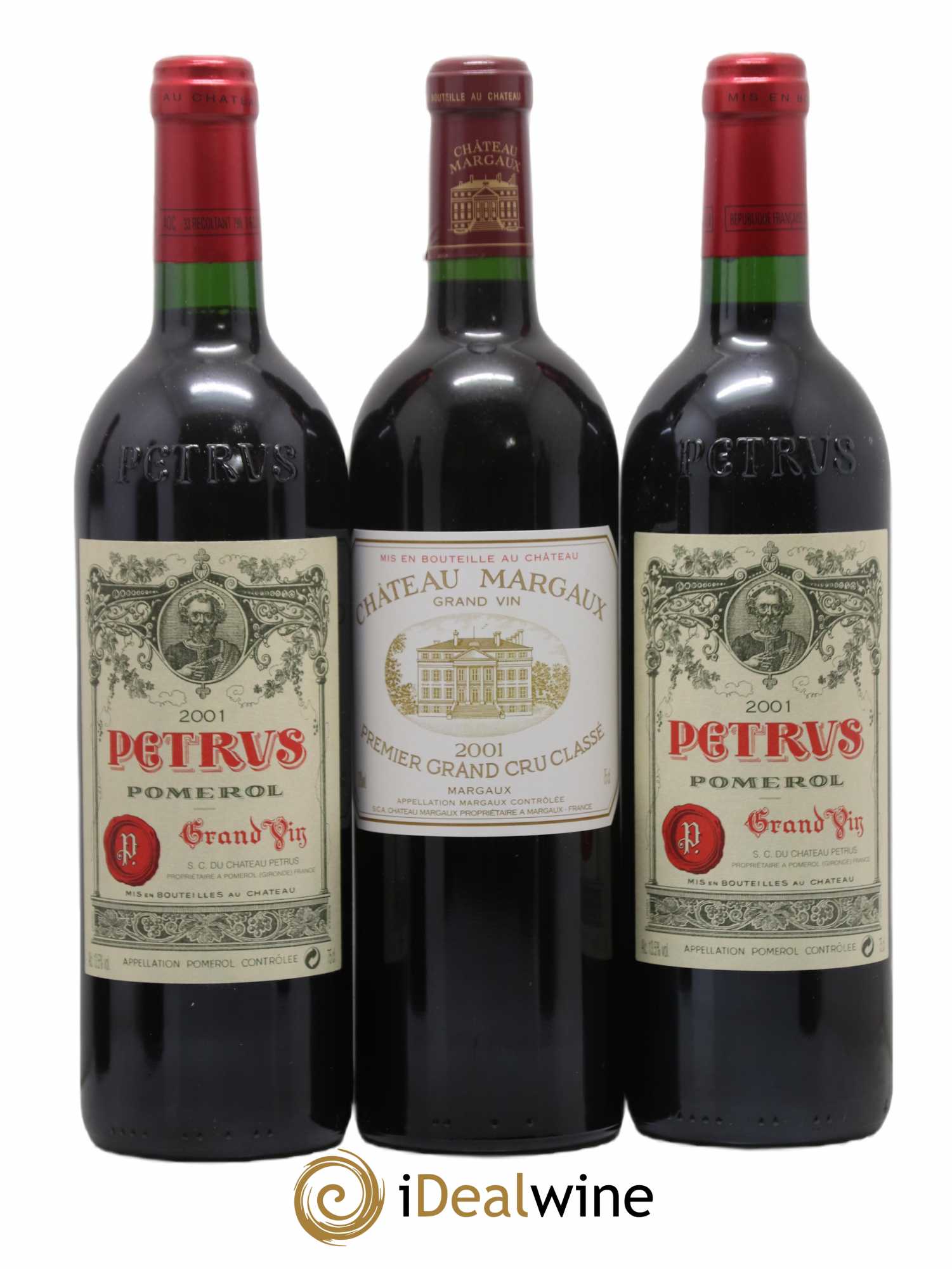 Caisse Primeurs 2 Lafite - 2 Mouton - 2 Latour - 2 Margaux - 2 Haut Brion - 2 Petrus 2001 - Posten von 12 Flaschen - 5