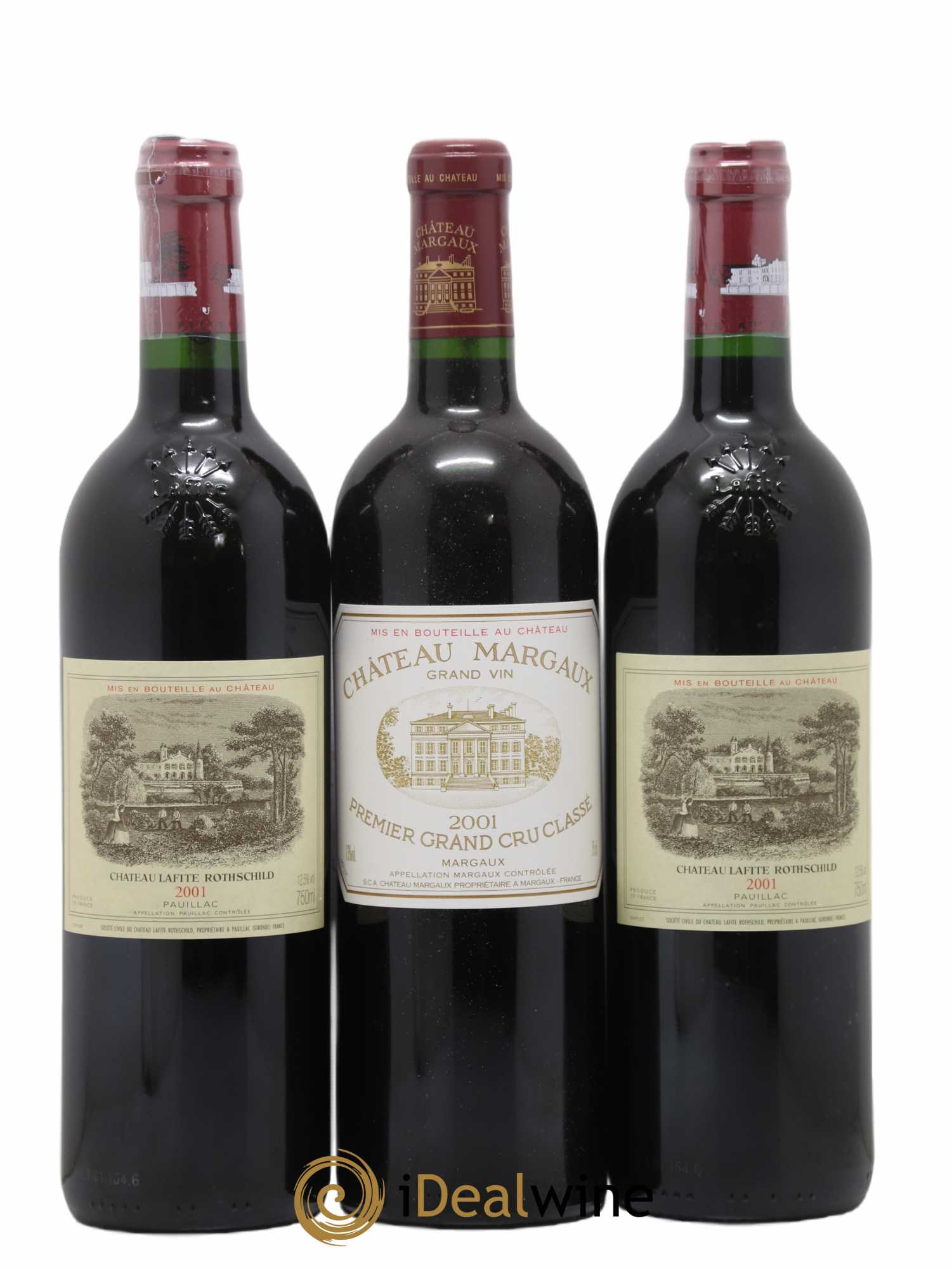 Caisse Primeurs 2 Lafite - 2 Mouton - 2 Latour - 2 Margaux - 2 Haut Brion - 2 Petrus 2001 - Posten von 12 Flaschen - 6