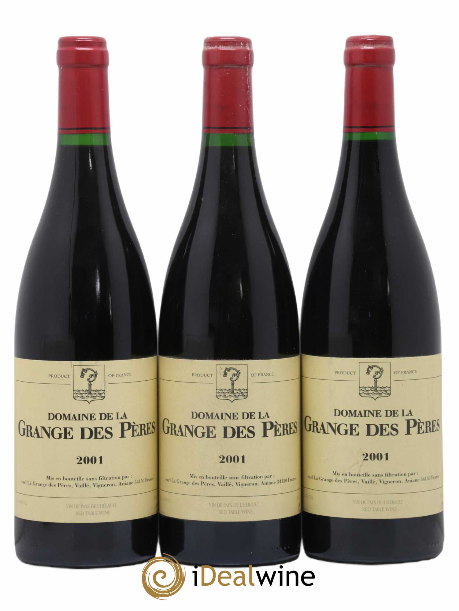 Pays d'Hérault Grange des Pères Laurent Vaillé 2001 - Lot de 3 bouteilles - 0