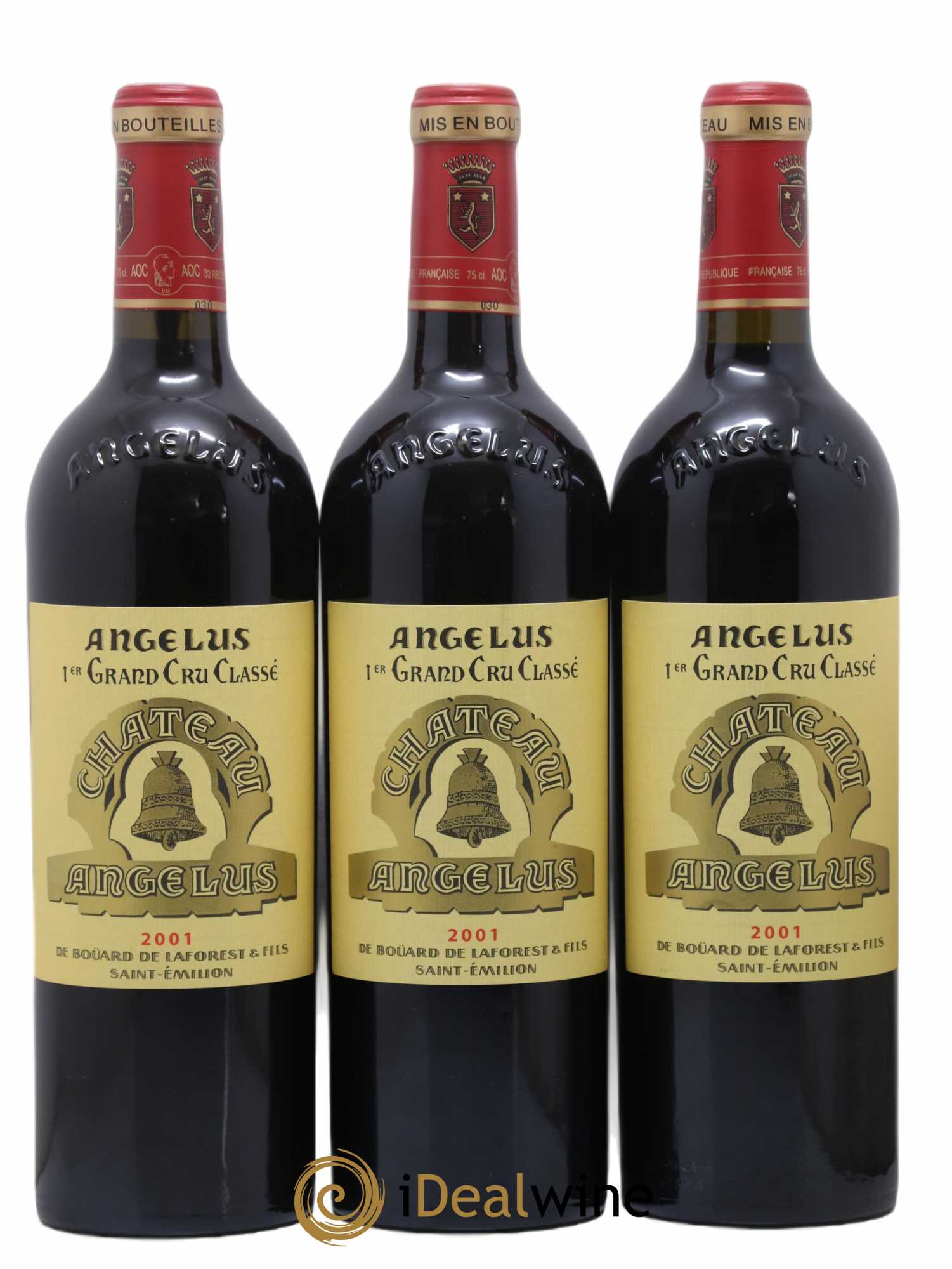Château Angélus 1er Grand Cru Classé A 2001 - Lot de 3 bouteilles - 0