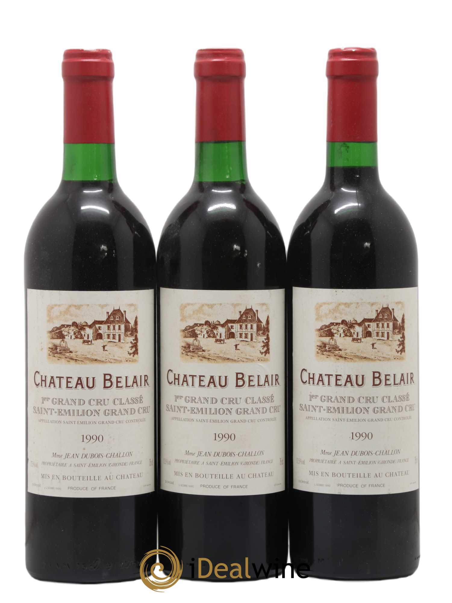 Château Belair (Belair-Monange) 1er Grand Cru Classé B 1990 - Lot de 3 bouteilles - 0