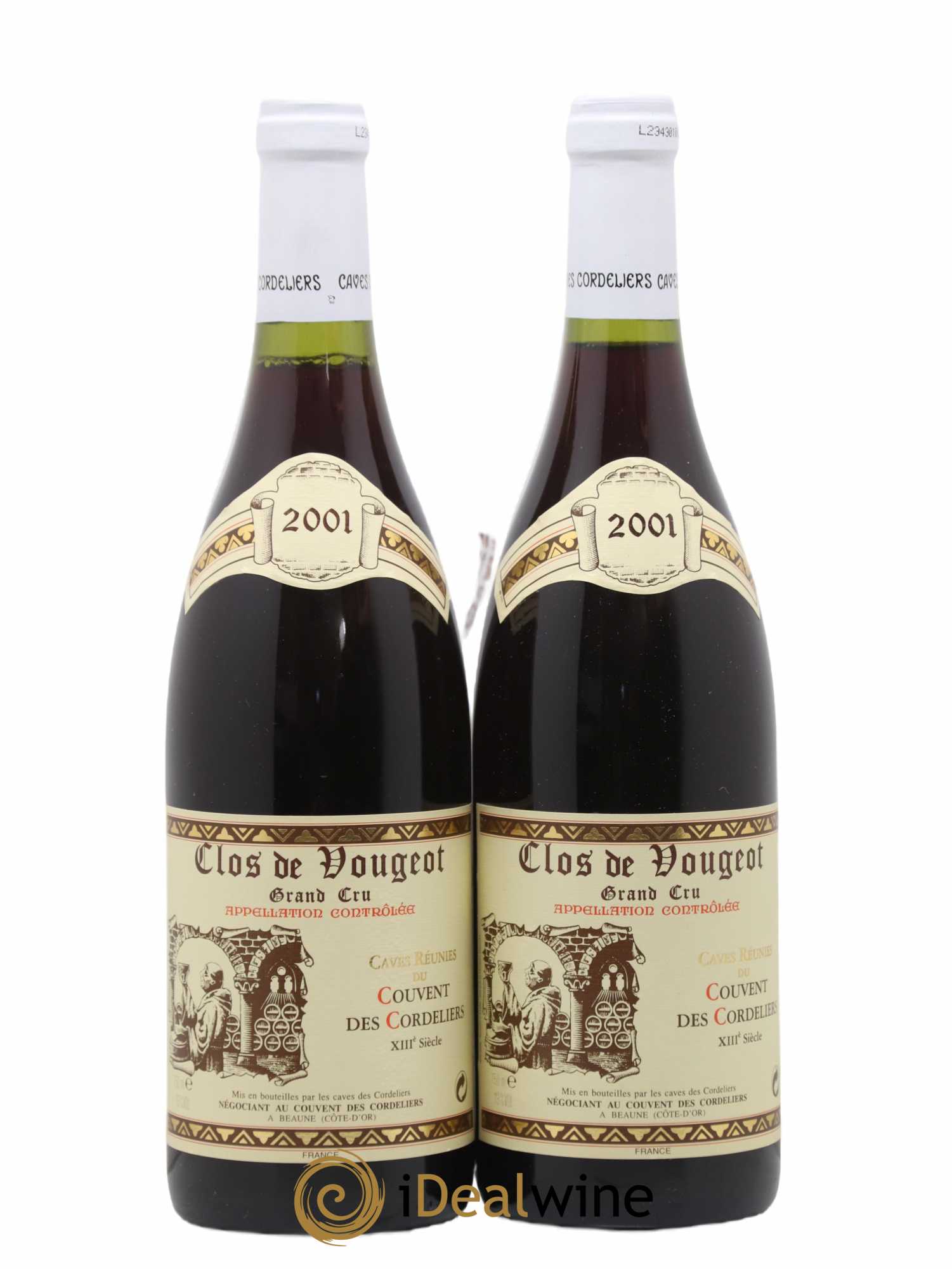 Clos de Vougeot Grand Cru Couvent Des Cordeliers 2001 - Lot de 2 bouteilles - 0