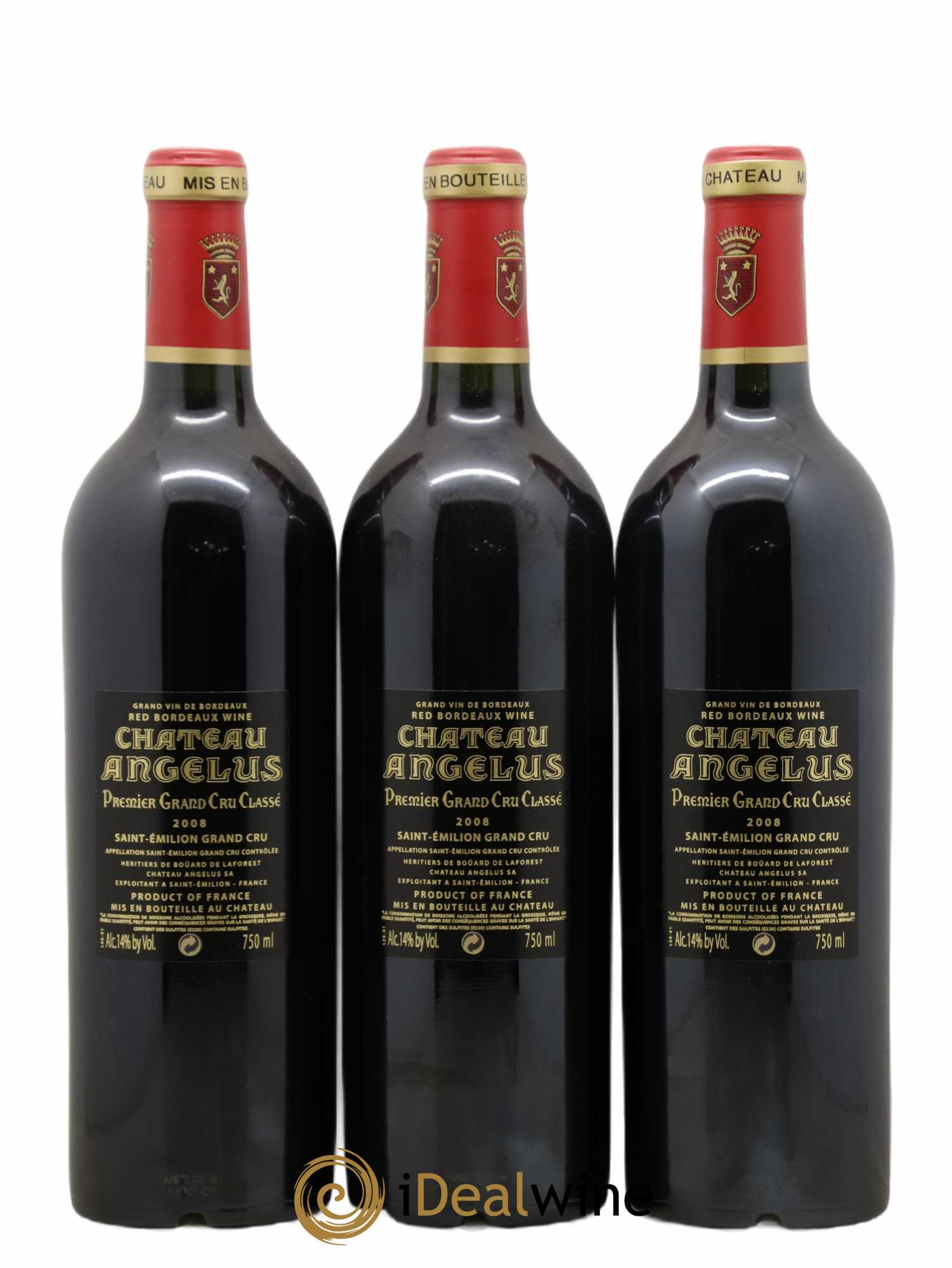 Château Angélus 1er Grand Cru Classé A 2008 - Lot of 3 bottles - 1