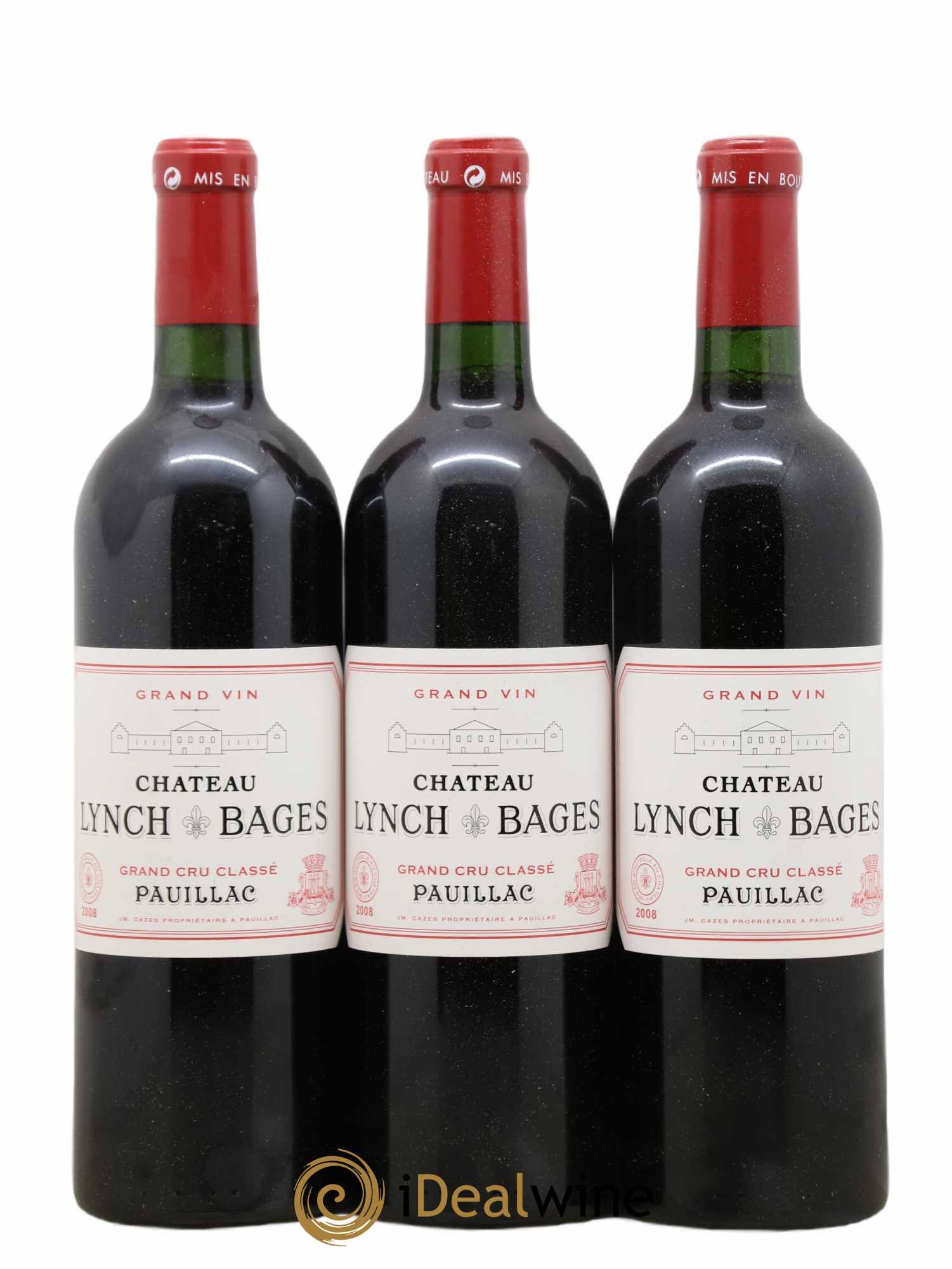 Château Lynch Bages 5ème Grand Cru Classé 2008 - Lot de 3 bouteilles - 0