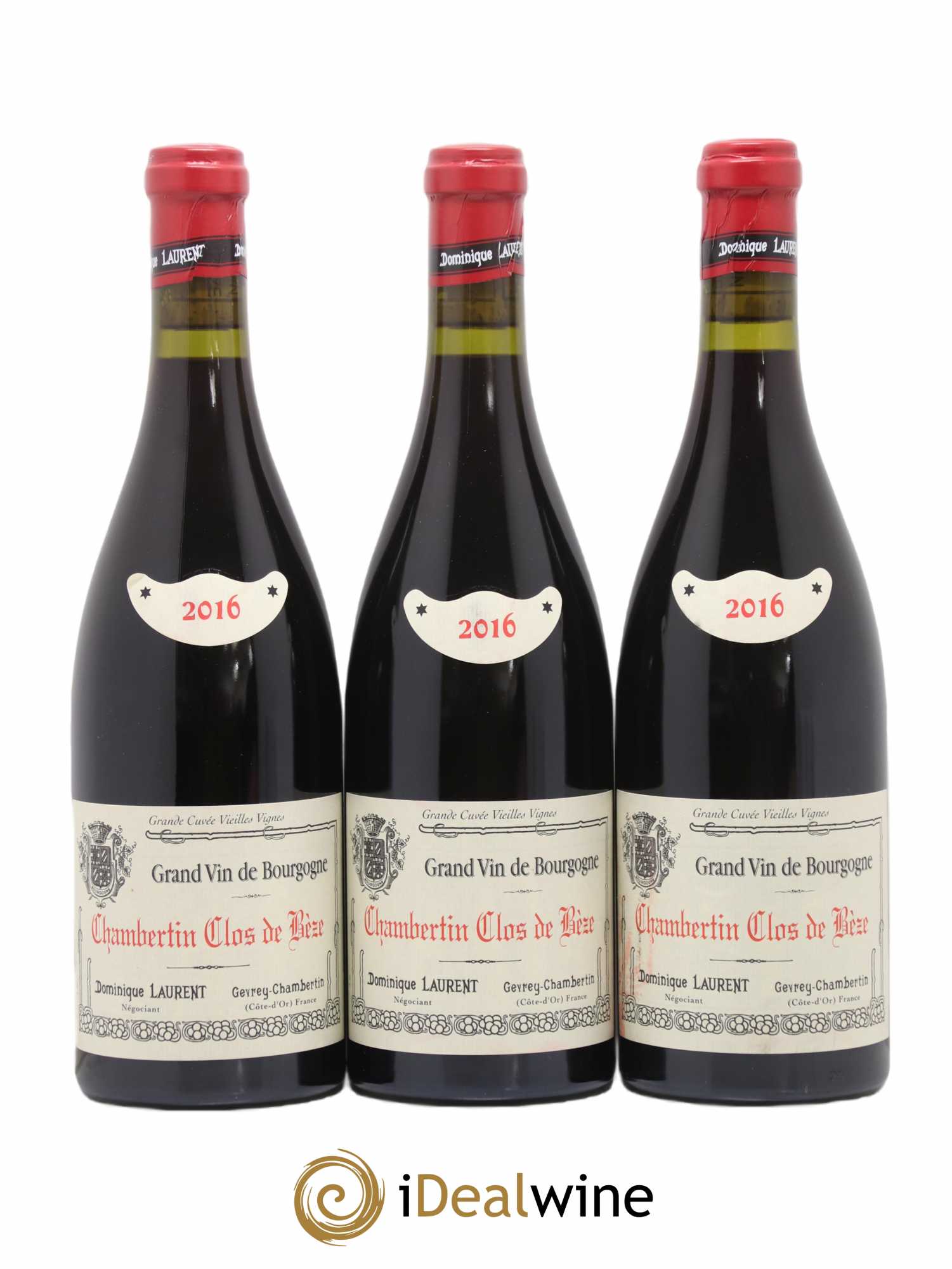 Chambertin Clos de Bèze Grand Cru Grande cuvée Vieilles vignes Dominique Laurent 2016 - Lot de 3 bouteilles - 0