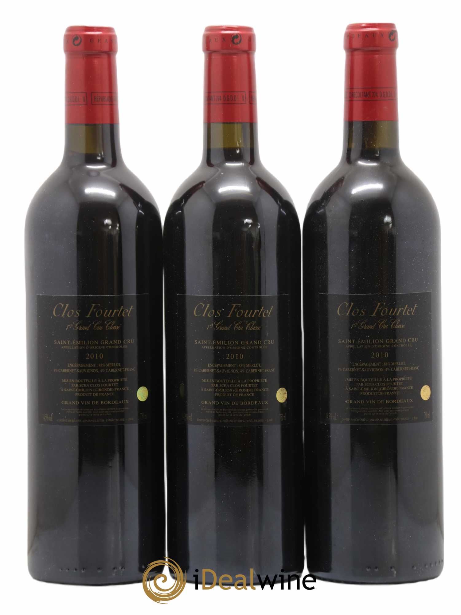 Clos Fourtet 1er Grand Cru Classé B 2010 - Lot de 3 bouteilles - 1