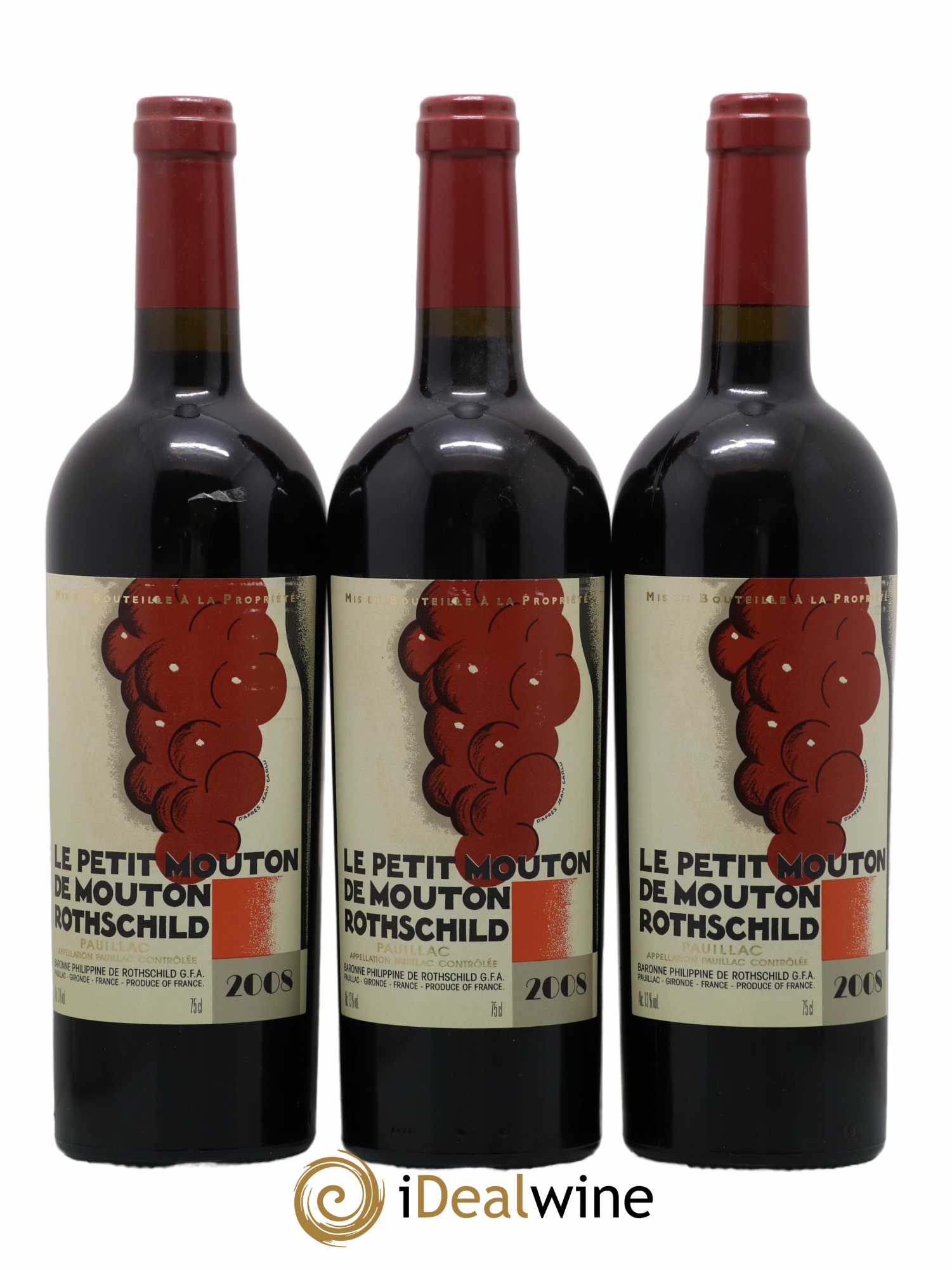 Petit Mouton Second Vin 2008 - Lot de 3 bouteilles - 0