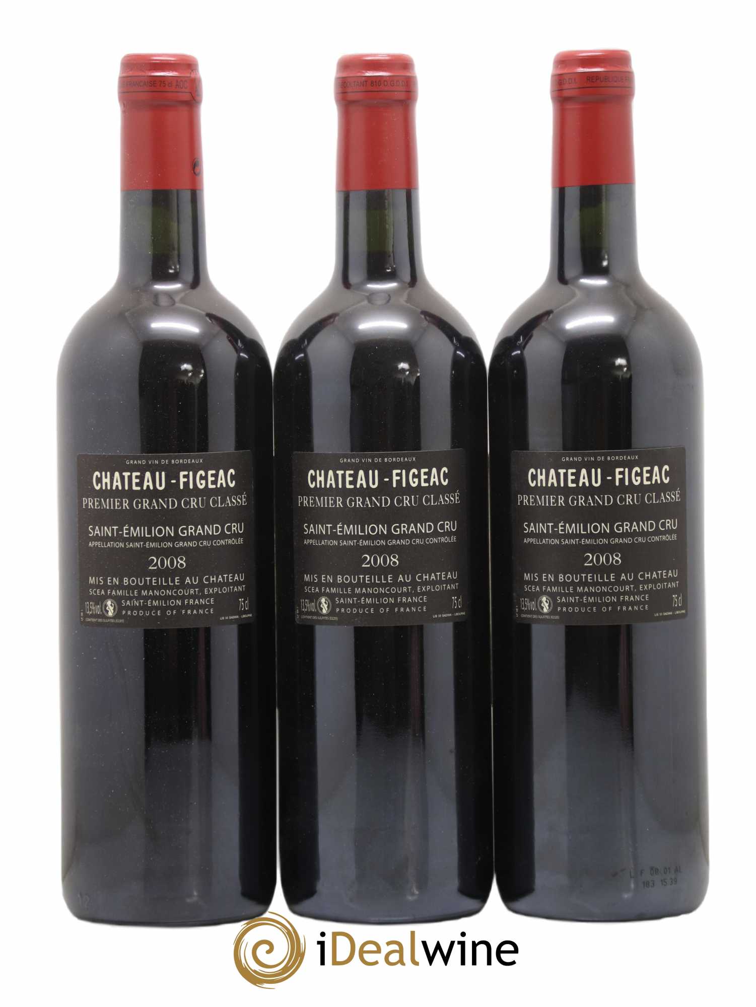 Château Figeac 1er Grand Cru Classé A 2008 - Lot de 3 bouteilles - 1
