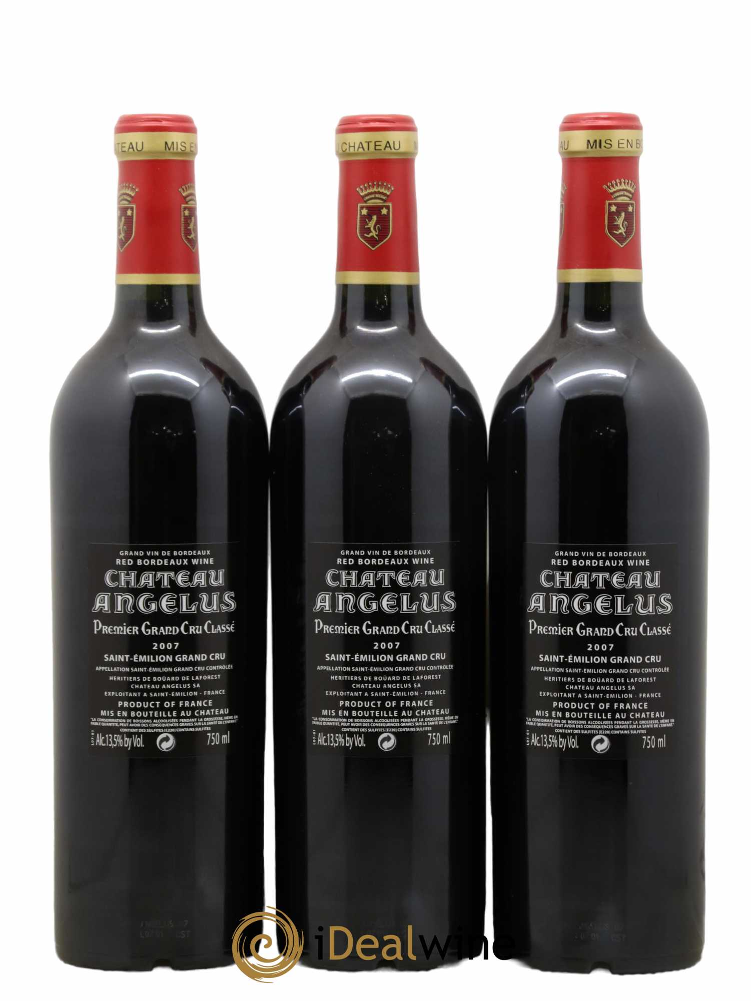 Château Angélus 1er Grand Cru Classé A 2007 - Lot de 3 bouteilles - 1