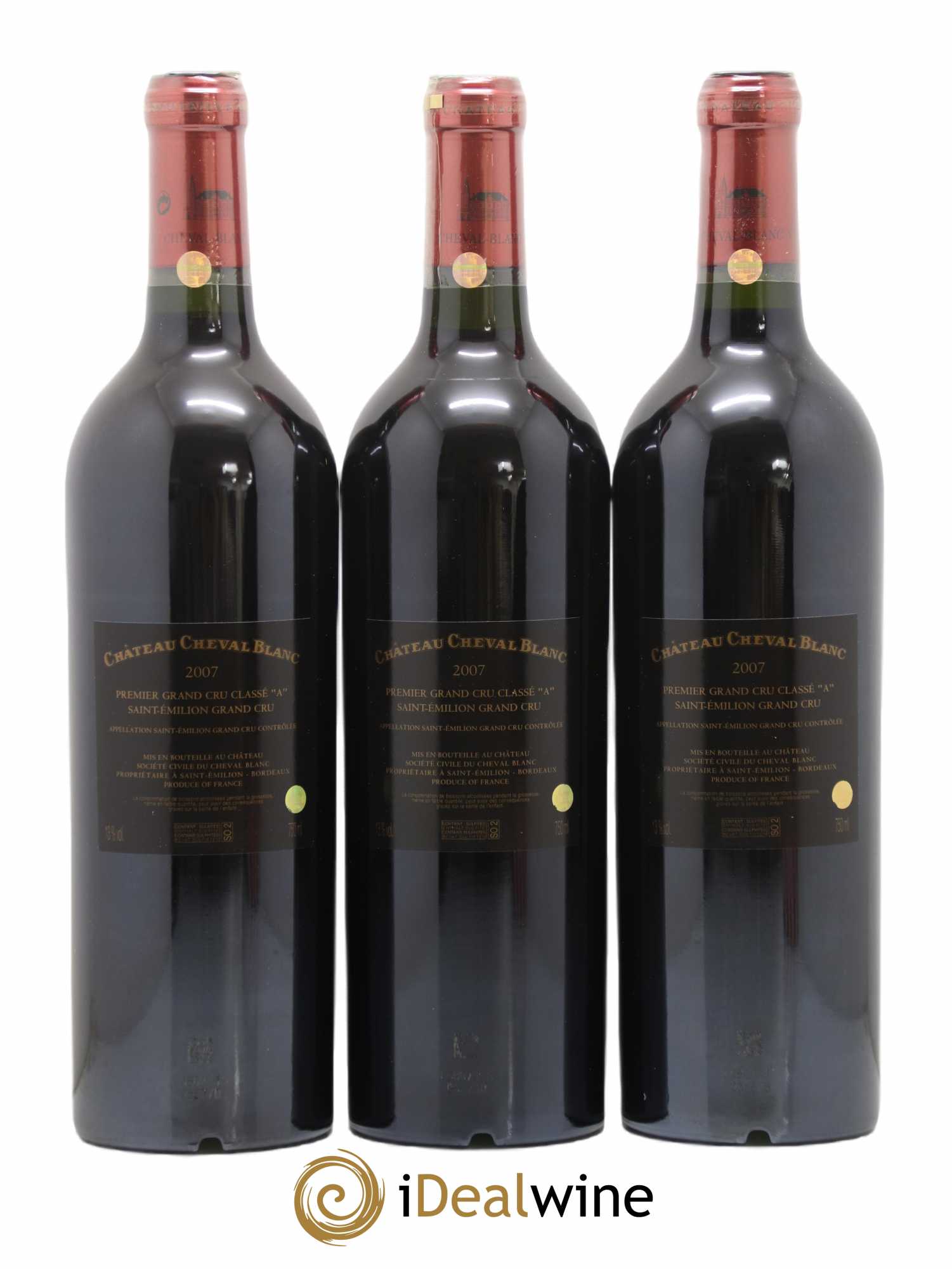 Château Cheval Blanc 1er Grand Cru Classé A 2007 - Lot de 3 bouteilles - 1