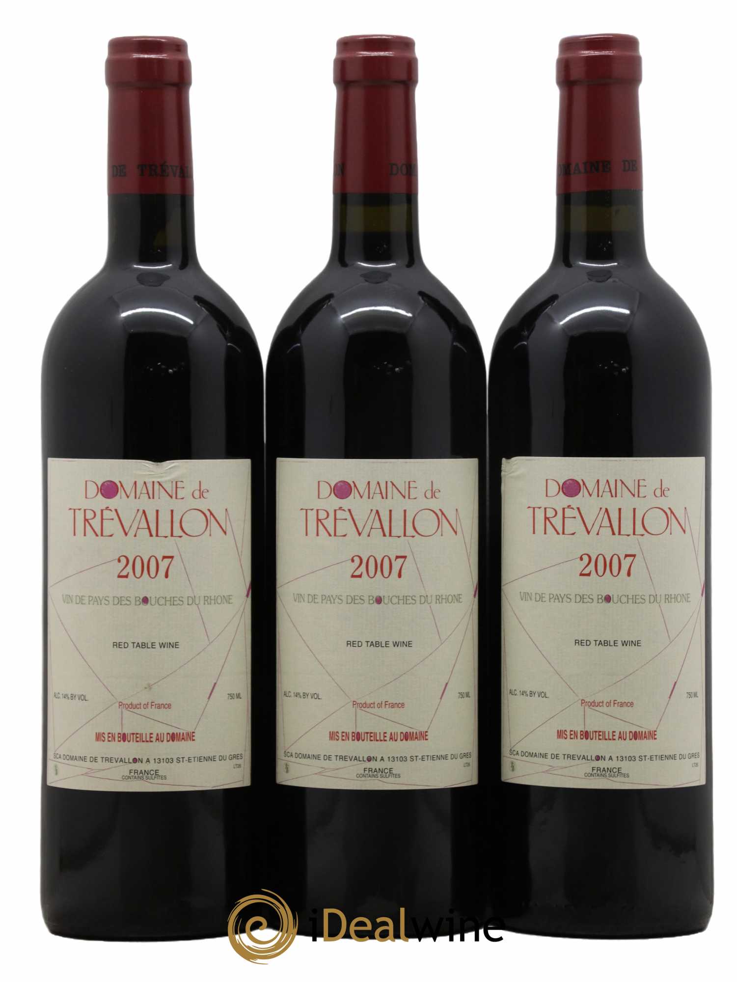VDP Bouches du Rhône Trévallon (Domaine de) Eloi Dürrbach 2007 - Lot de 3 bouteilles - 0