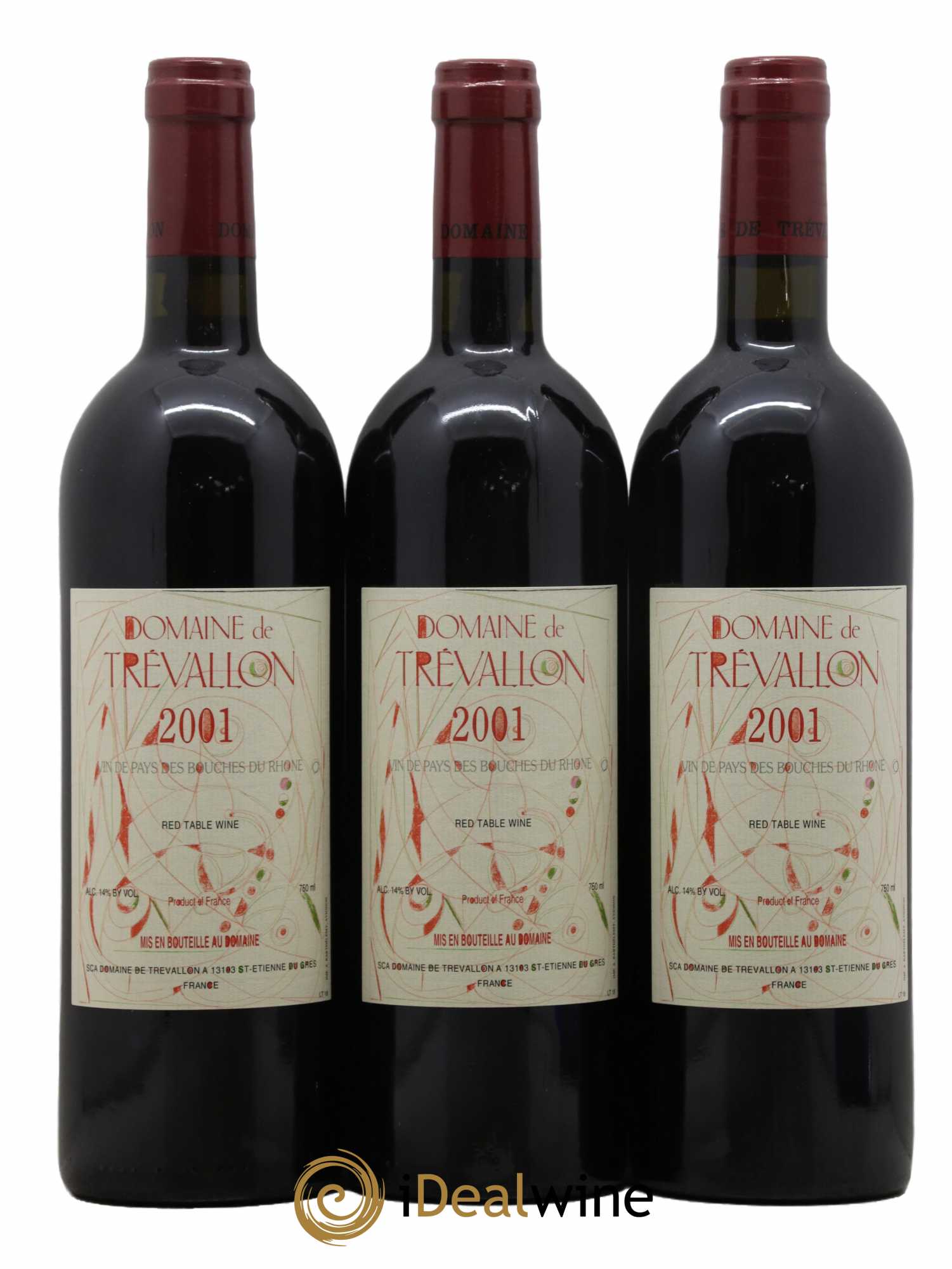 VDP Bouches du Rhône Trévallon (Domaine de) Eloi Dürrbach 2001 - Lot de 3 bouteilles - 0