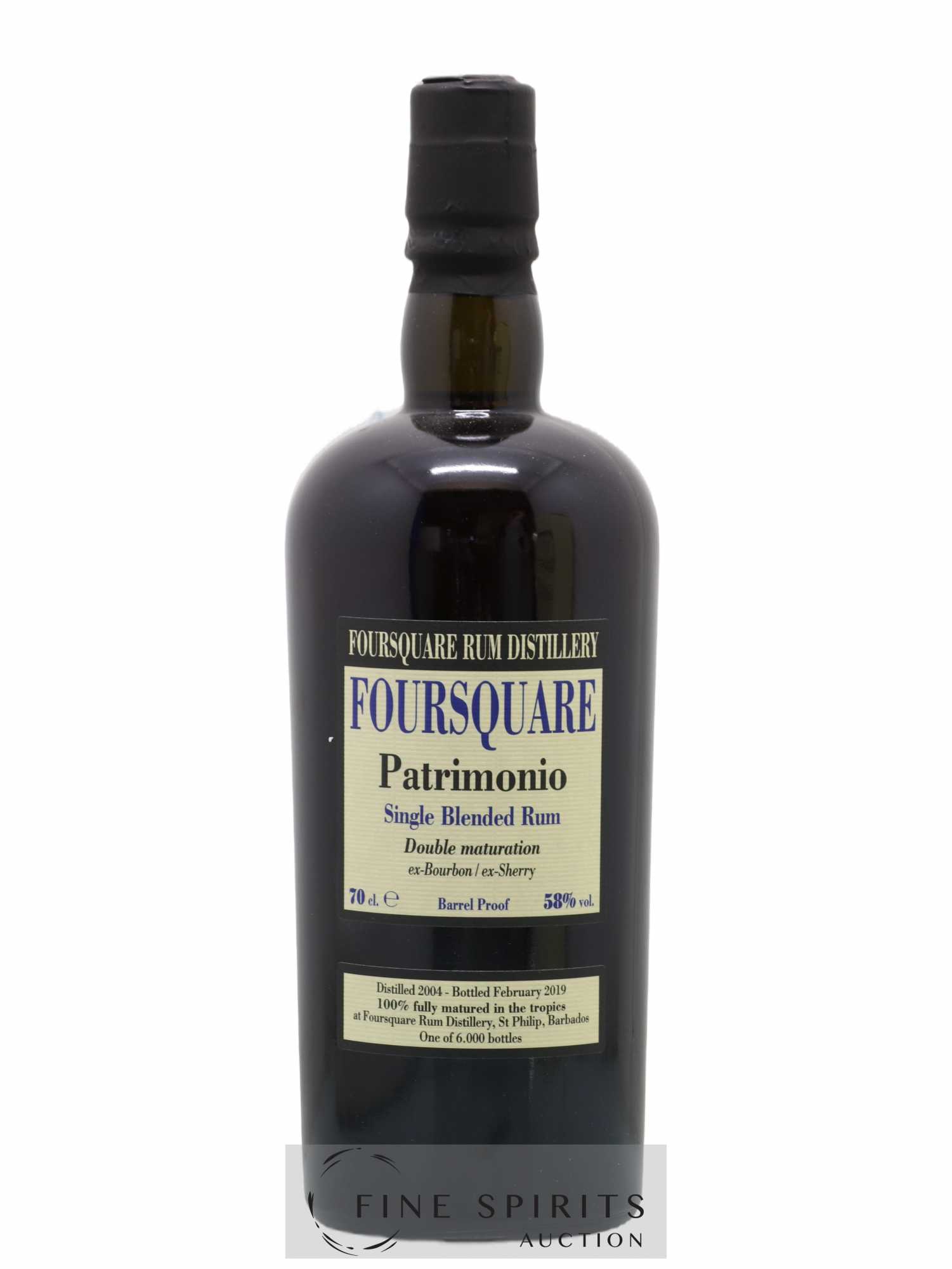 Foursquare 14 years 2004 Of. Patrimonio Double Maturation - One of 6000 - bottled 2019 Velier - Lot de 1 bouteille - 1