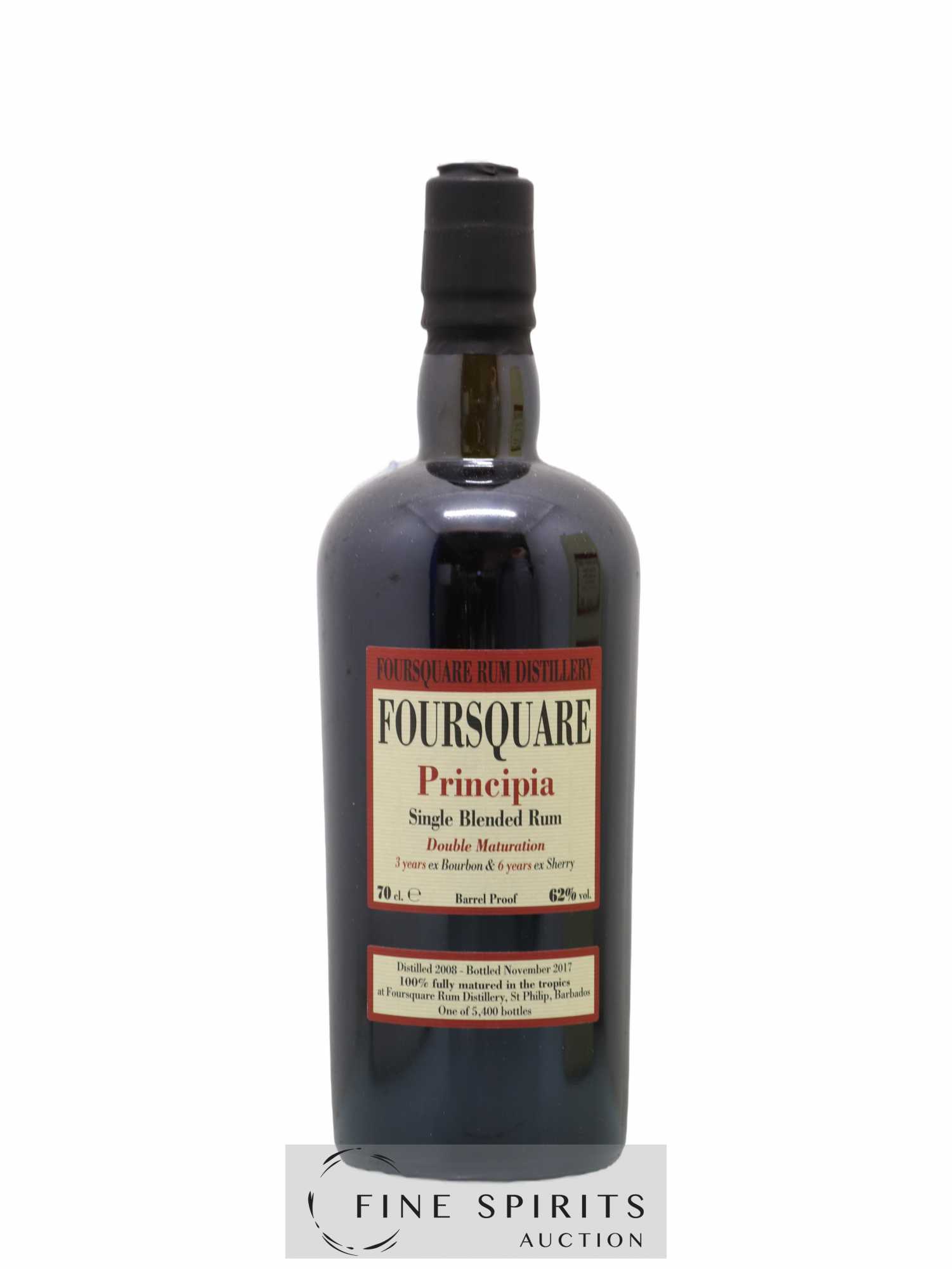 Foursquare 9 years 2008 Velier Principia Barrel Proof - One of 5400 - bottled 2017 Double Maturation - Lot de 1 bouteille - 1