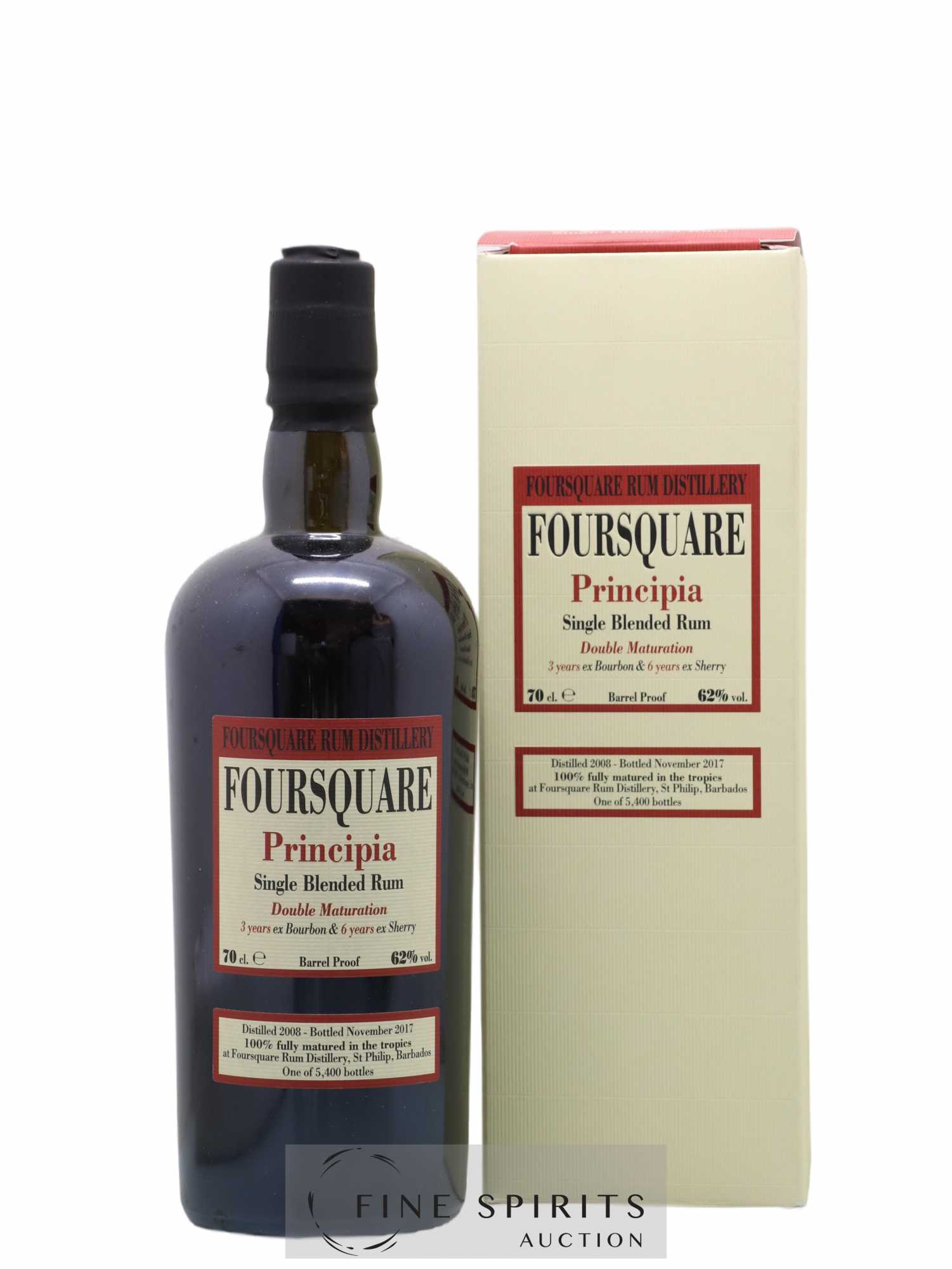 Foursquare 9 years 2008 Velier Principia Barrel Proof - One of 5400 - bottled 2017 Double Maturation - Lot de 1 bouteille - 0
