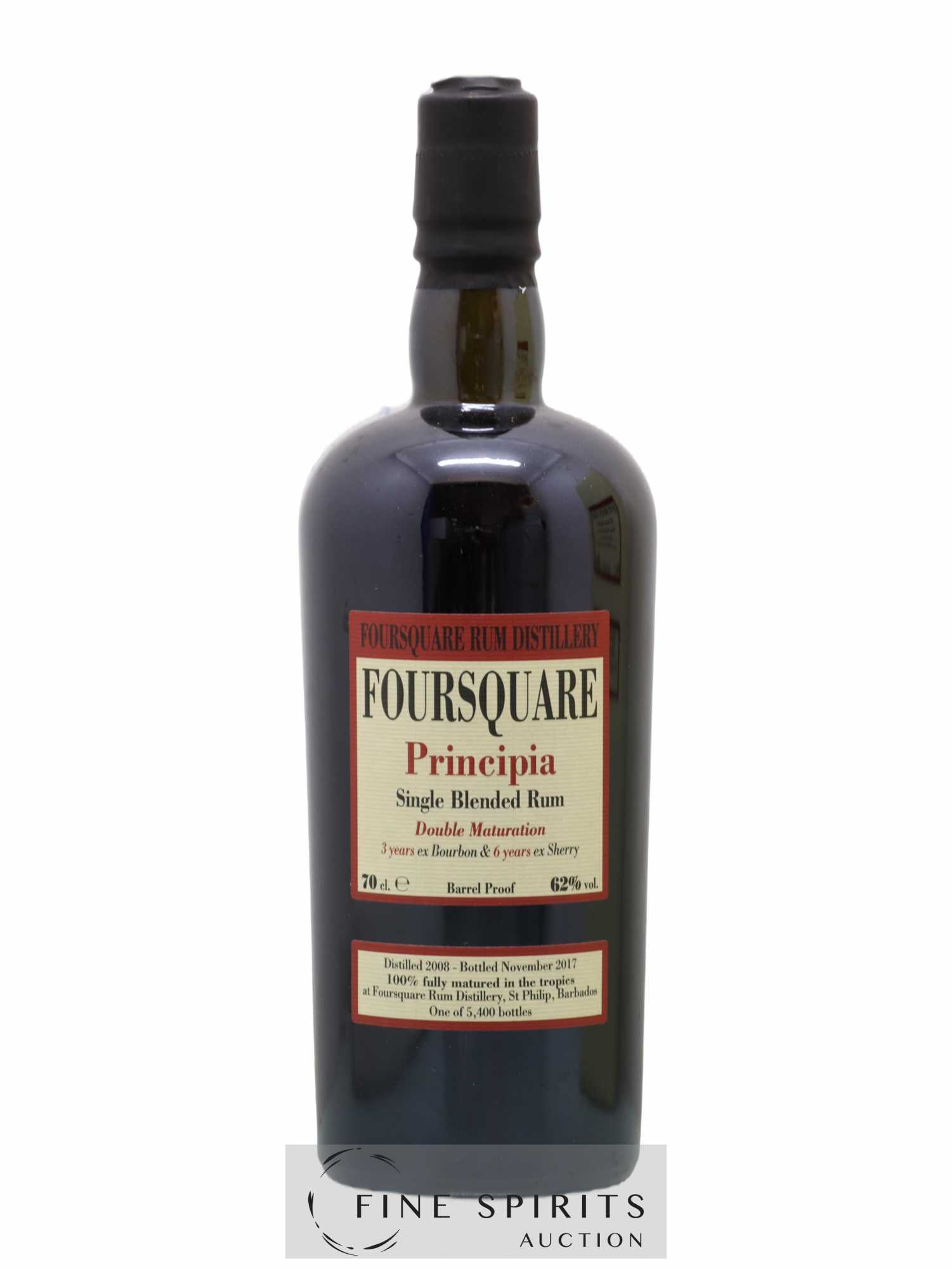 Foursquare 9 years 2008 Velier Principia Barrel Proof - One of 5400 - bottled 2017 Double Maturation - Lot de 1 bouteille - 1
