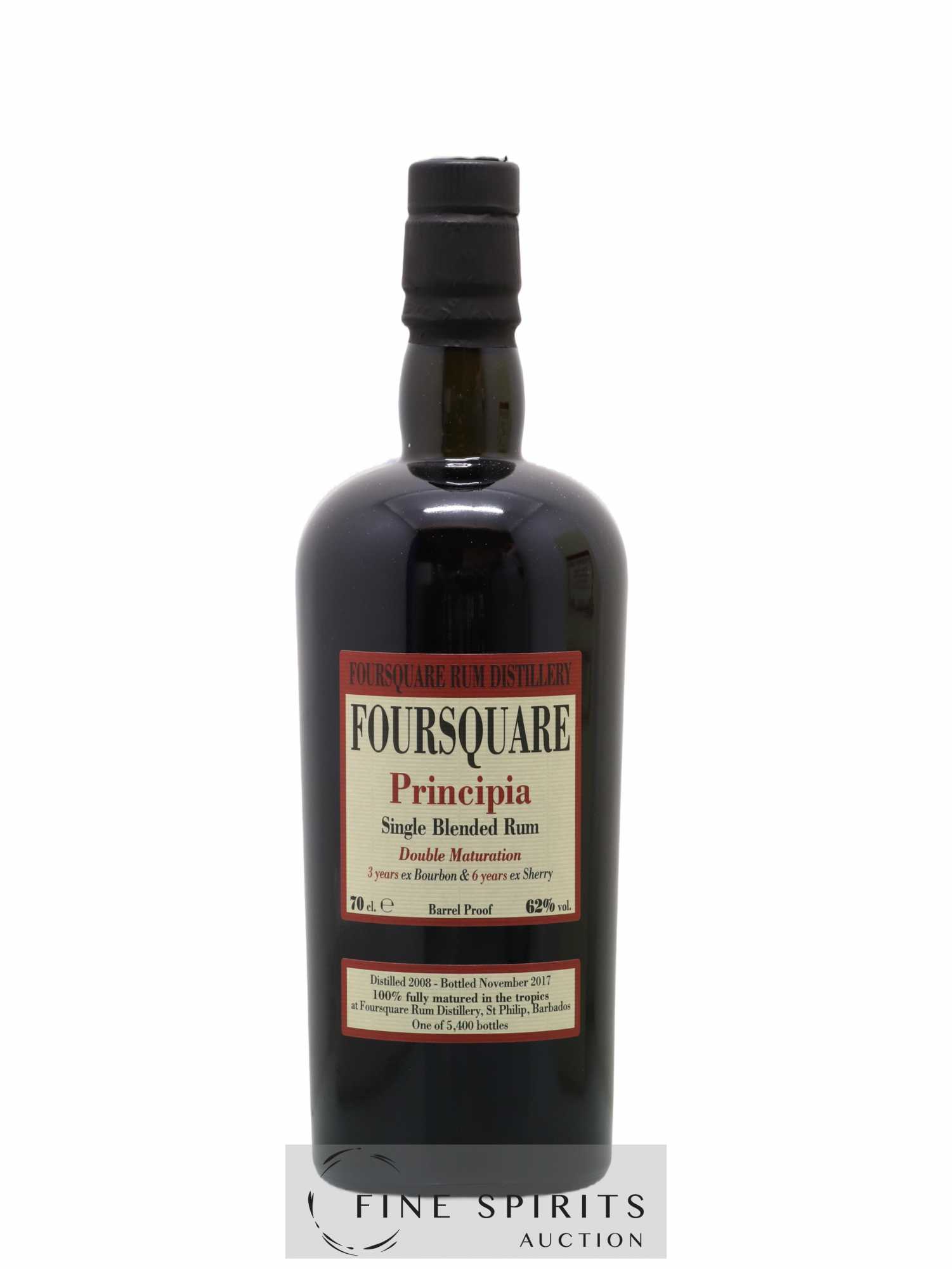 Foursquare 9 years 2008 Velier Principia Barrel Proof - One of 5400 - bottled 2017 Double Maturation - Lot de 1 bouteille - 1