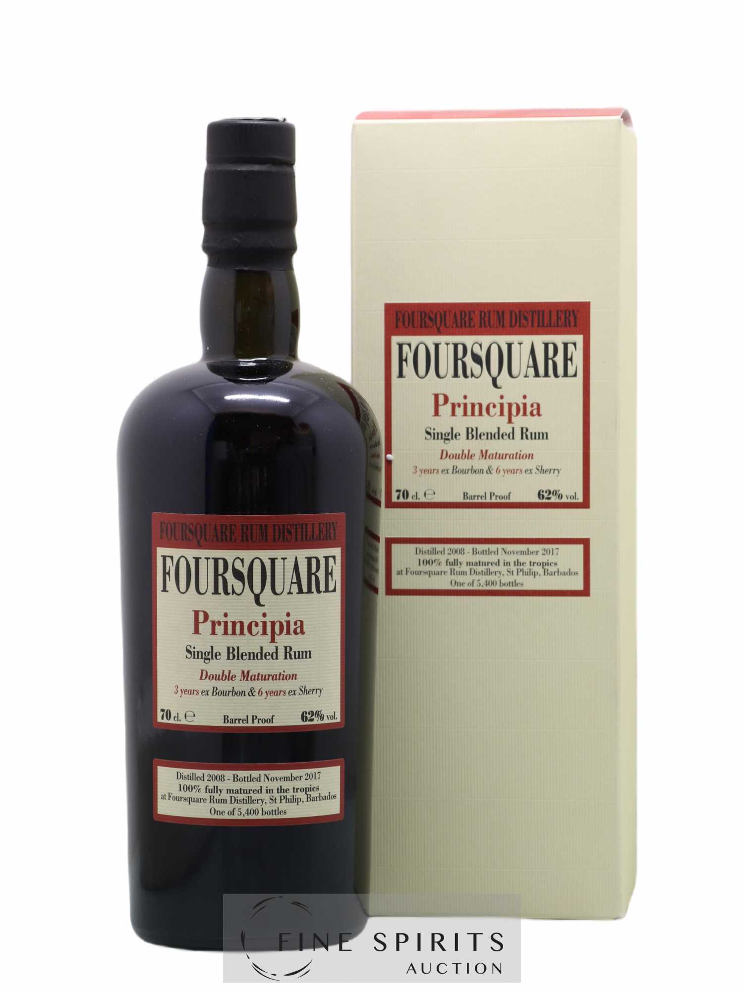 Foursquare 9 years 2008 Velier Principia Barrel Proof - One of 5400 - bottled 2017 Double Maturation - Lot de 1 bouteille - 0