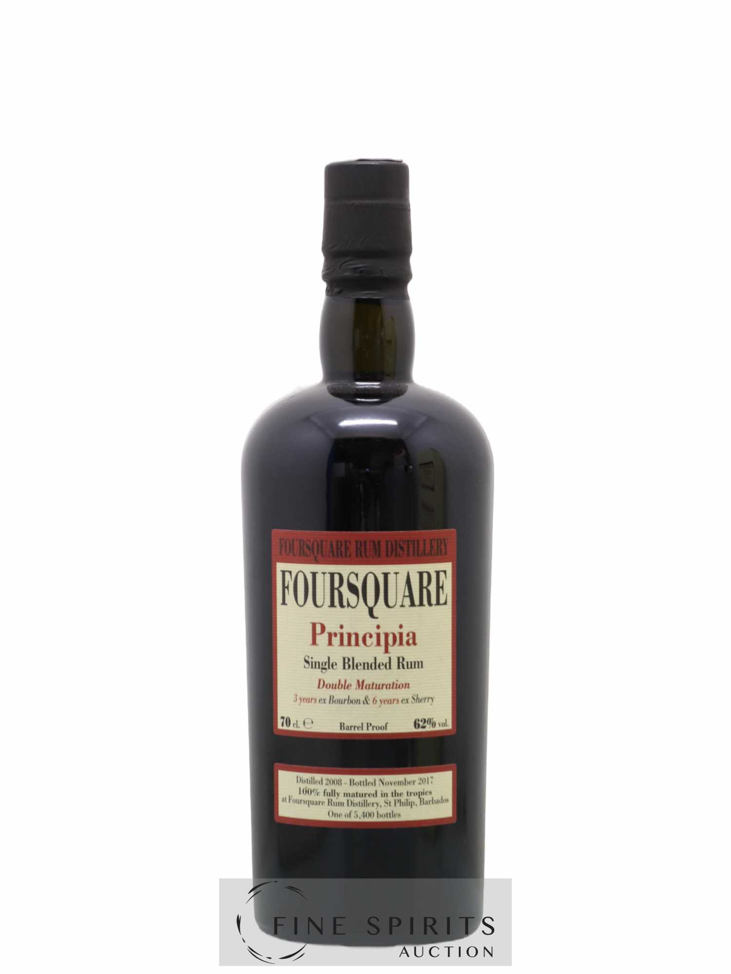 Foursquare 9 years 2008 Velier Principia Barrel Proof - One of 5400 - bottled 2017 Double Maturation - Lot de 1 bouteille - 1