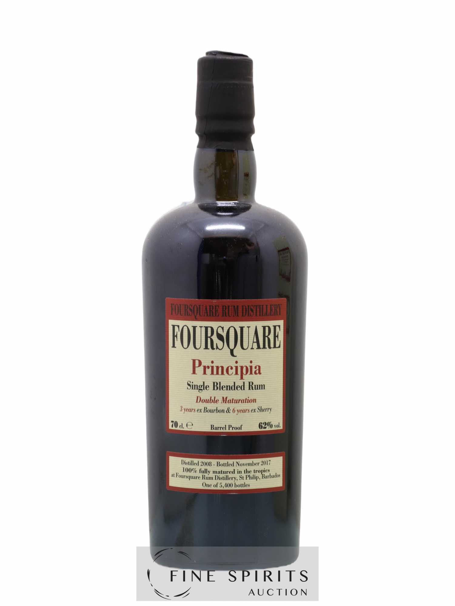 Foursquare 9 years 2008 Velier Principia Barrel Proof - One of 5400 - bottled 2017 Double Maturation - Lot de 1 bouteille - 1