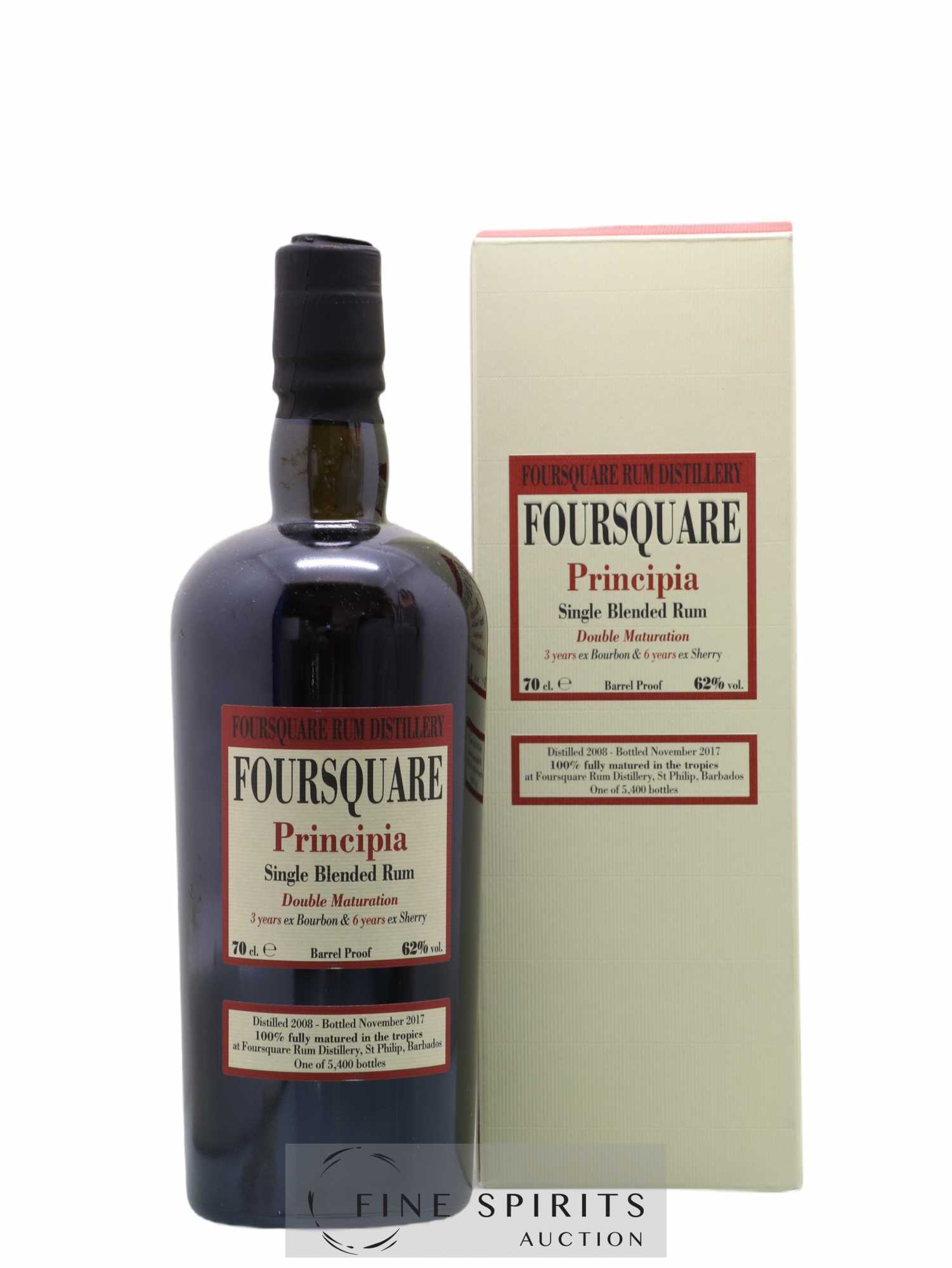 Foursquare 9 years 2008 Velier Principia Barrel Proof - One of 5400 - bottled 2017 Double Maturation - Lot de 1 bouteille - 0