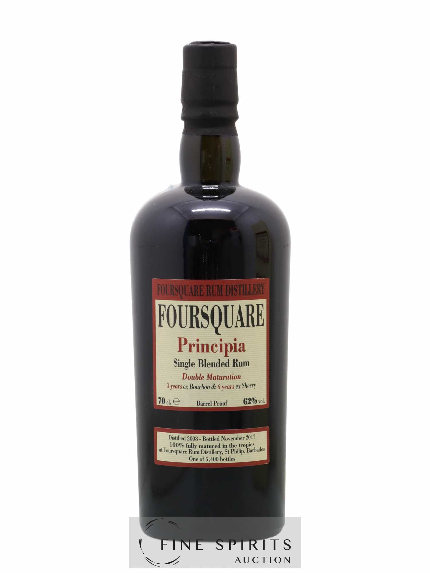 Foursquare 9 years 2008 Velier Principia Barrel Proof - One of 5400 - bottled 2017 Double Maturation - Lot de 1 bouteille - 1