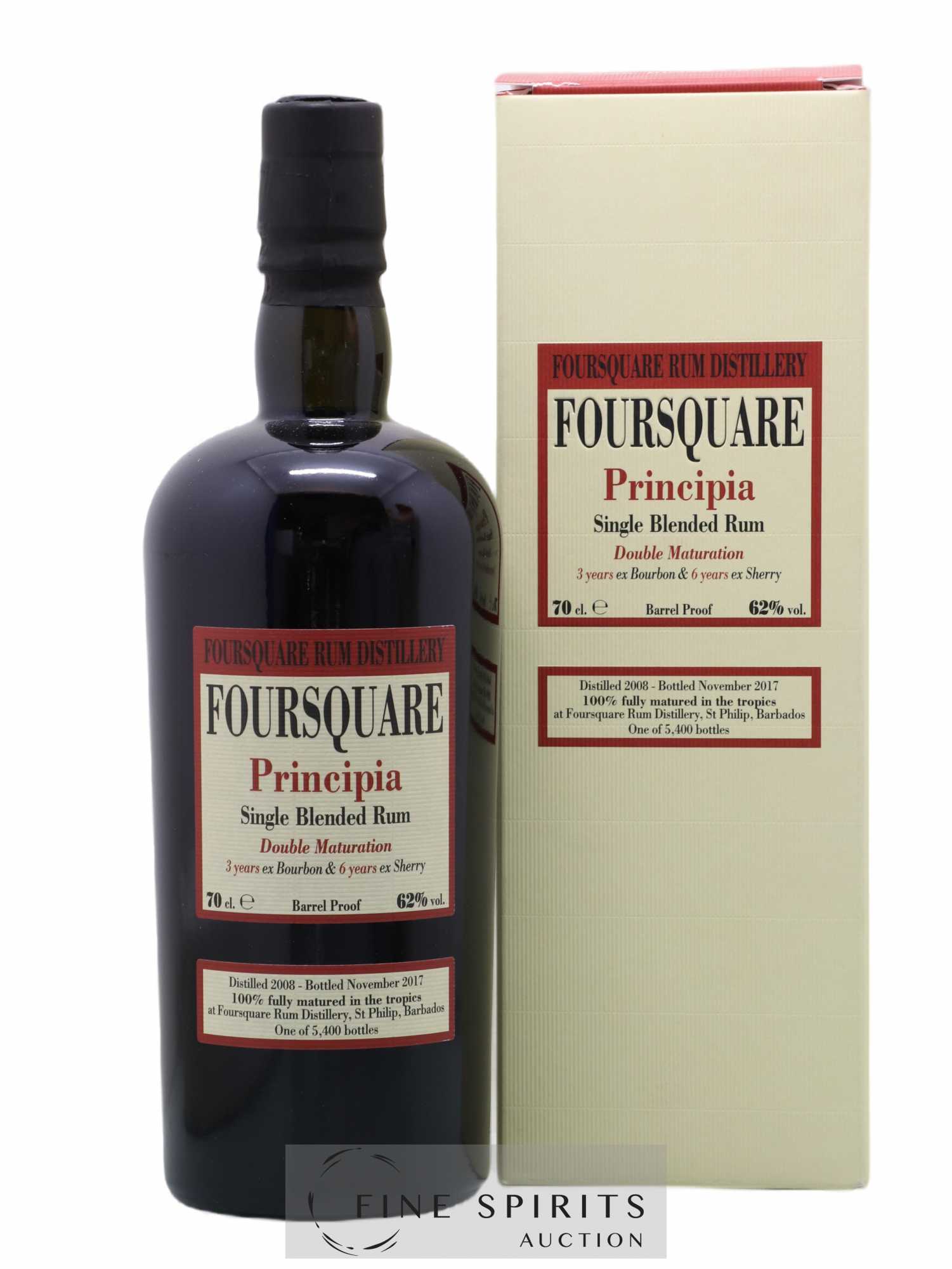 Foursquare 9 years 2008 Velier Principia Barrel Proof - One of 5400 - bottled 2017 Double Maturation - Lot de 1 bouteille - 0