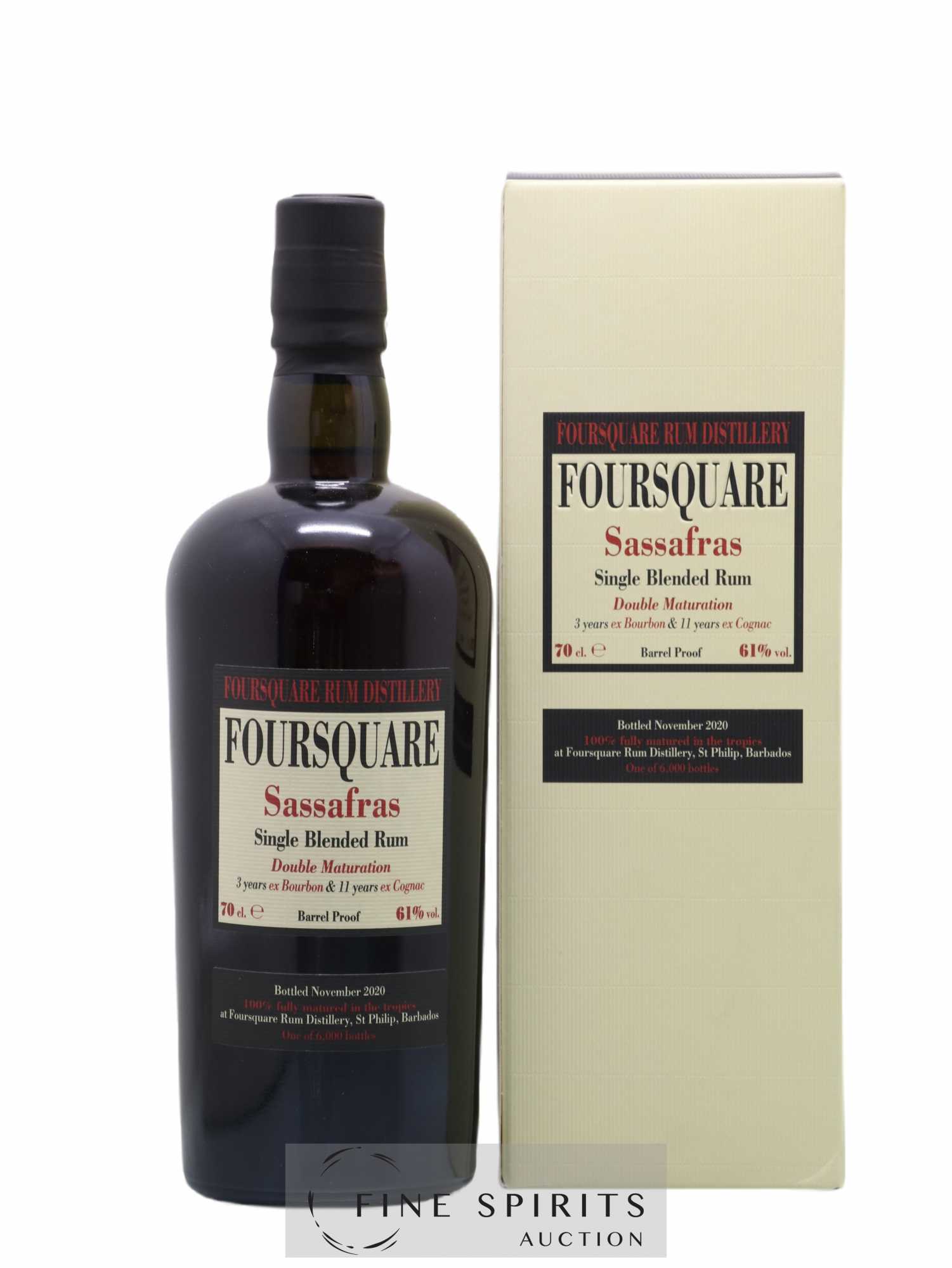 Foursquare Of. Sassafras Barrel Proof - One of 6000 - bottled 2020 Double Maturation - Lot de 1 bouteille - 0