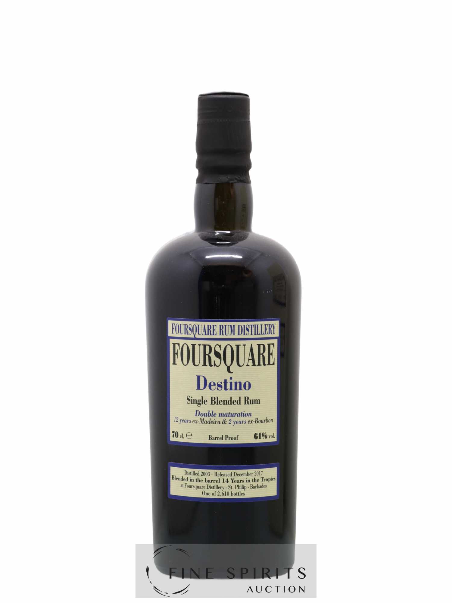 Foursquare 14 years 2003 Velier Destino Double Maturation - One of 2610 - bottled 2017 - Lot de 1 bouteille - 1